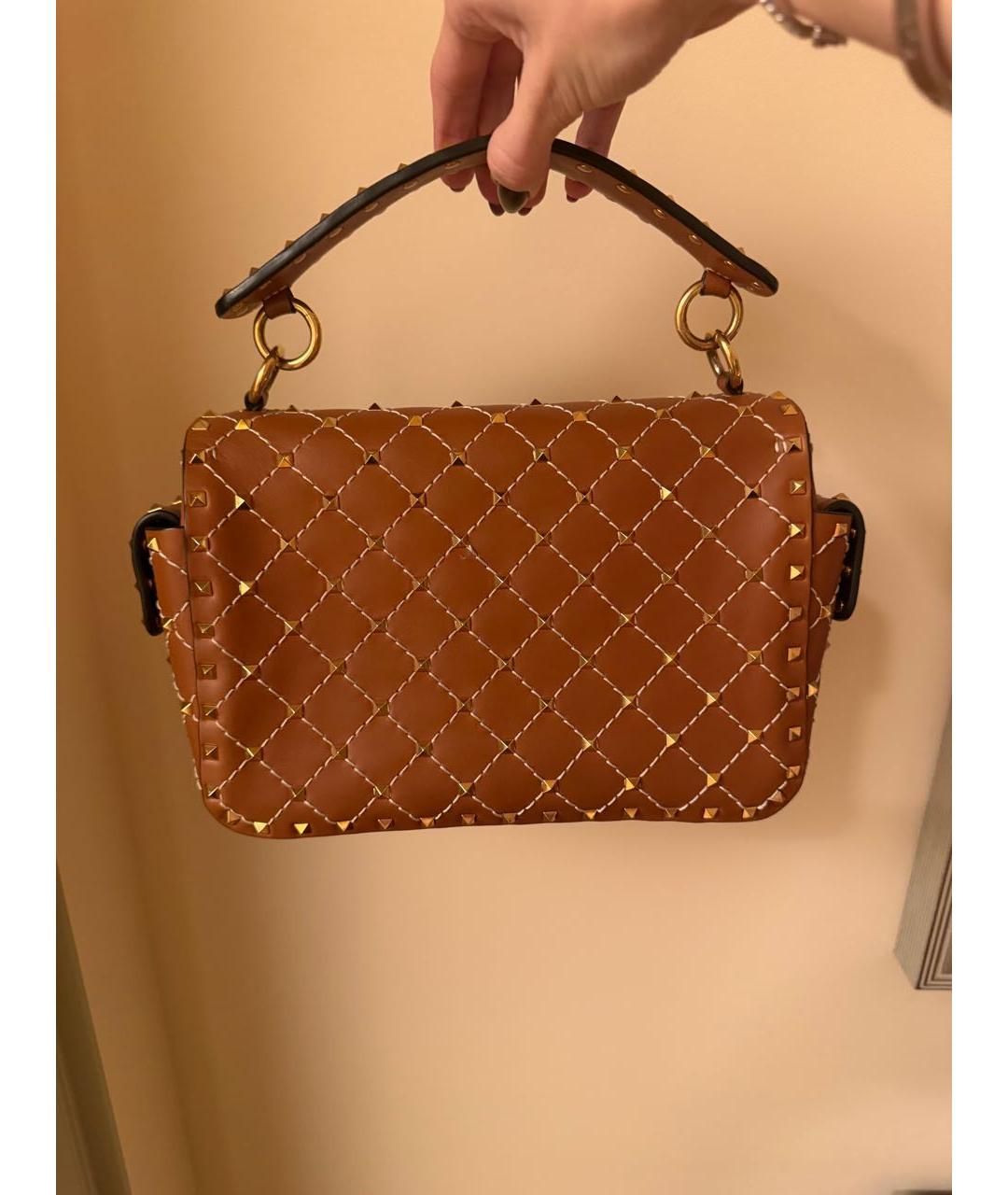 VALENTINO Коричневая кожаная сумка с короткими ручками, фото 3