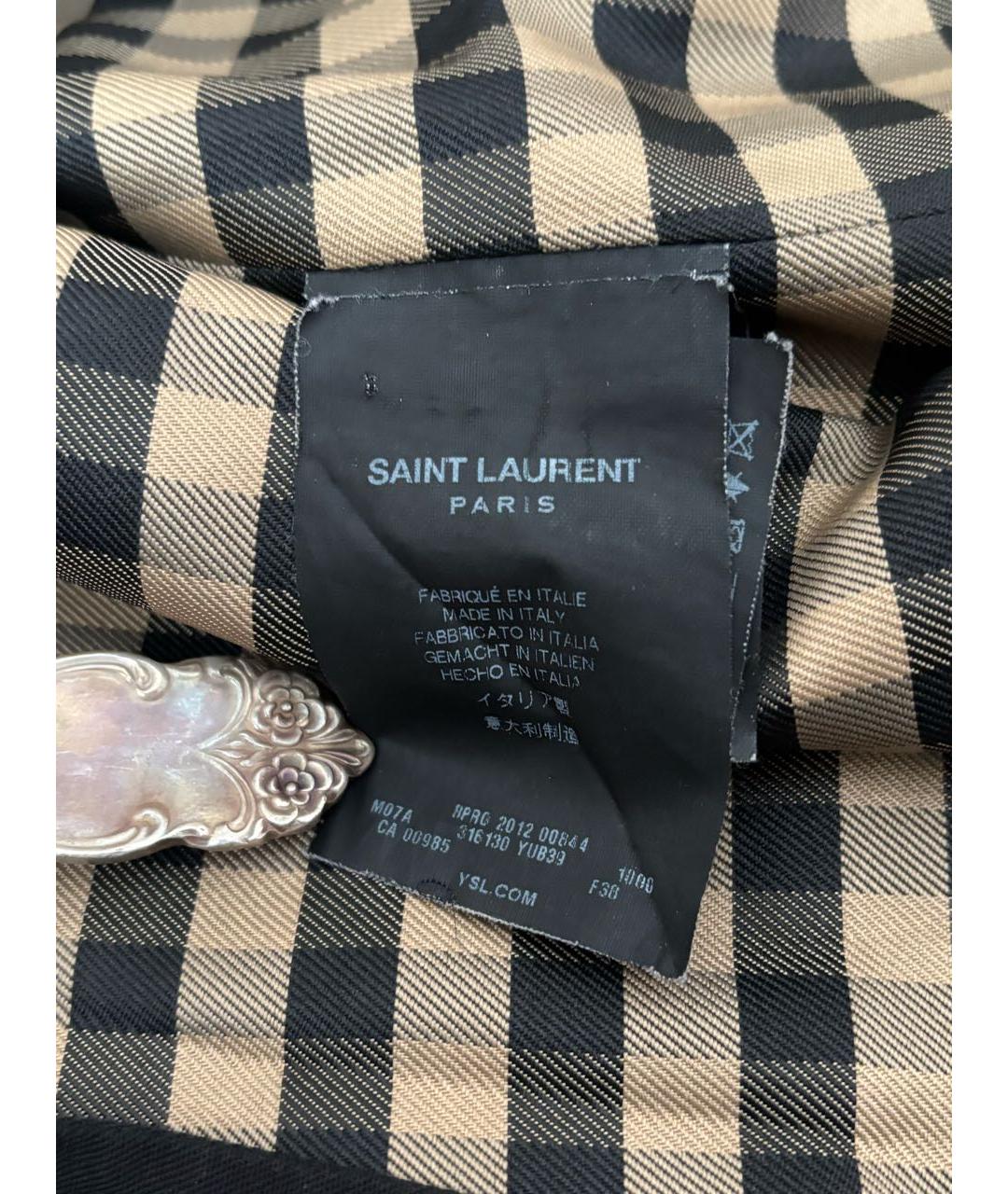 SAINT LAURENT Черный полиэстеровый тренч/плащ, фото 7