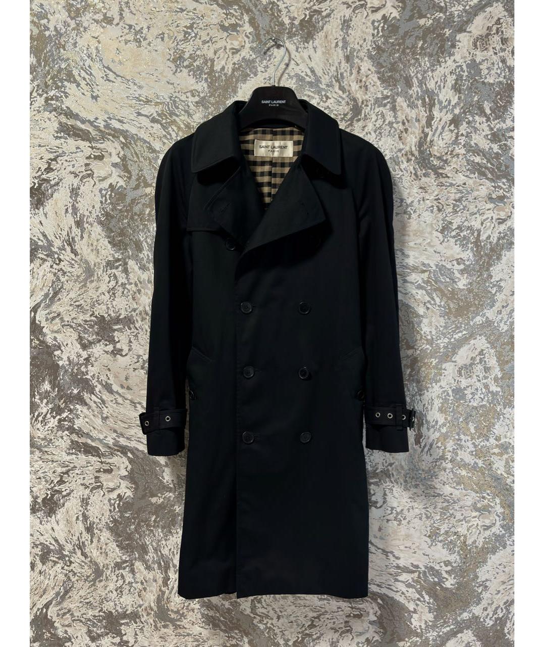 SAINT LAURENT Черный полиэстеровый тренч/плащ, фото 9