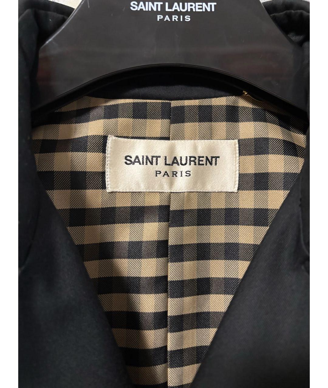 SAINT LAURENT Черный полиэстеровый тренч/плащ, фото 4