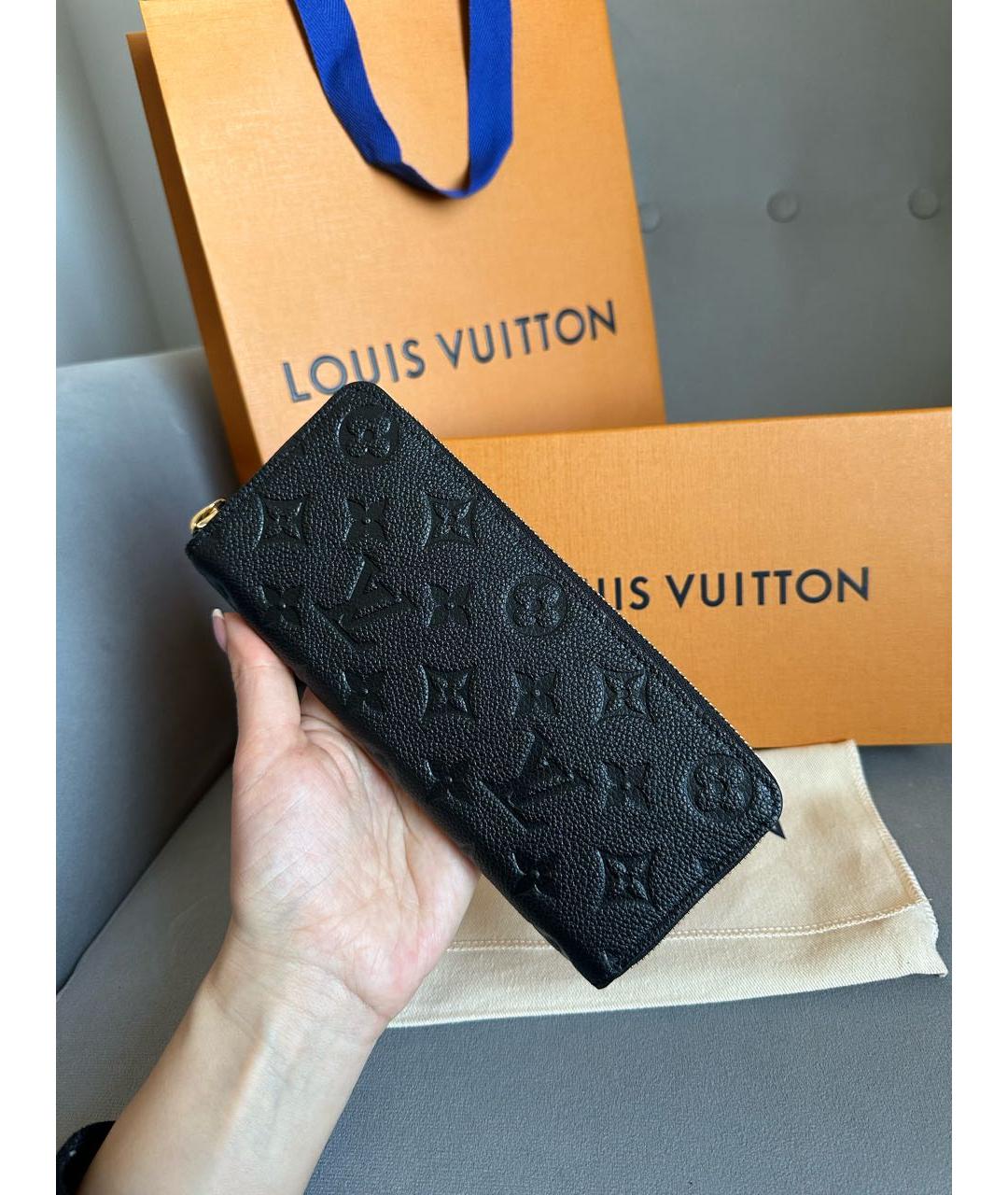 LOUIS VUITTON Черный кожаный кошелек, фото 4