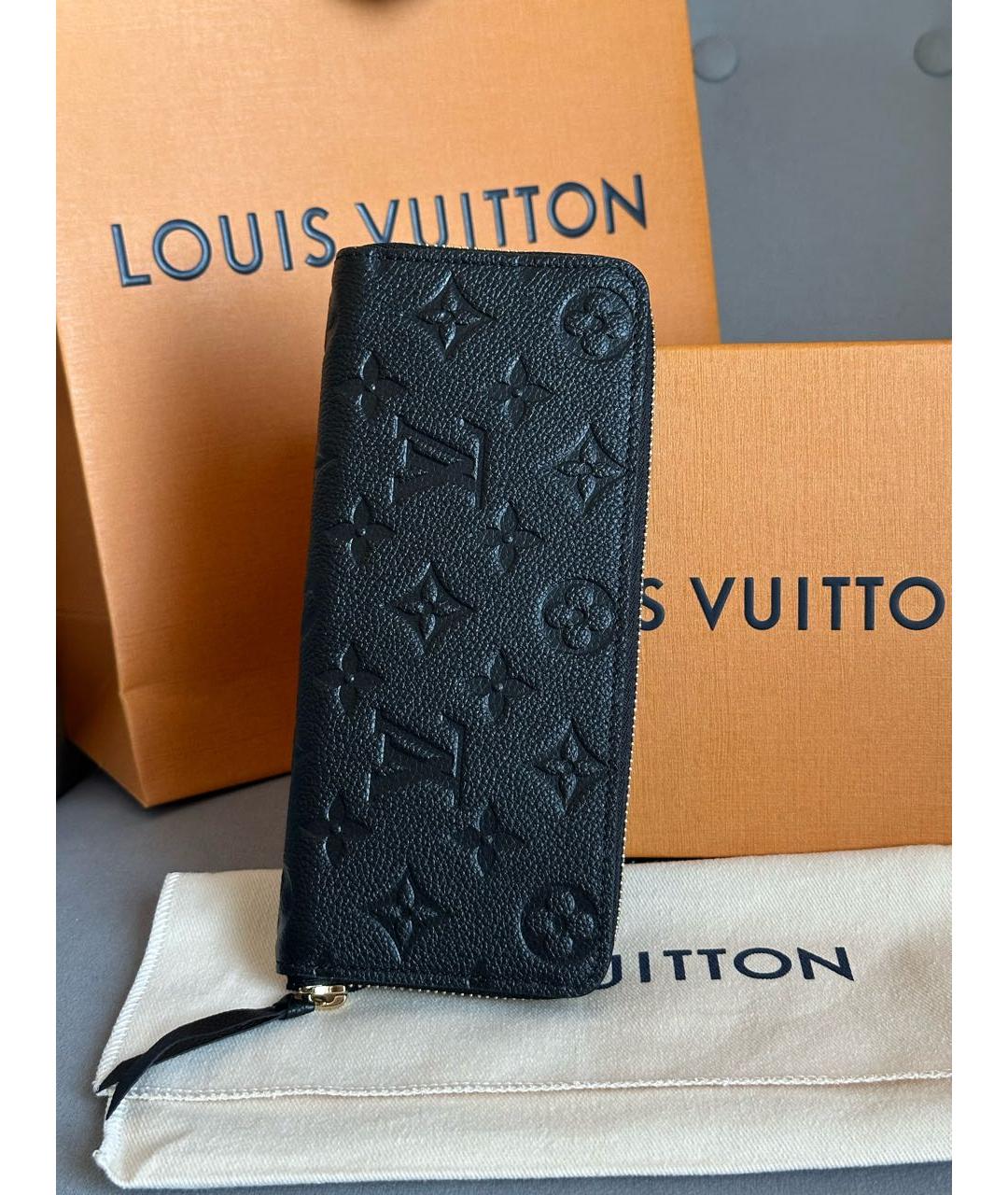 LOUIS VUITTON Черный кожаный кошелек, фото 2