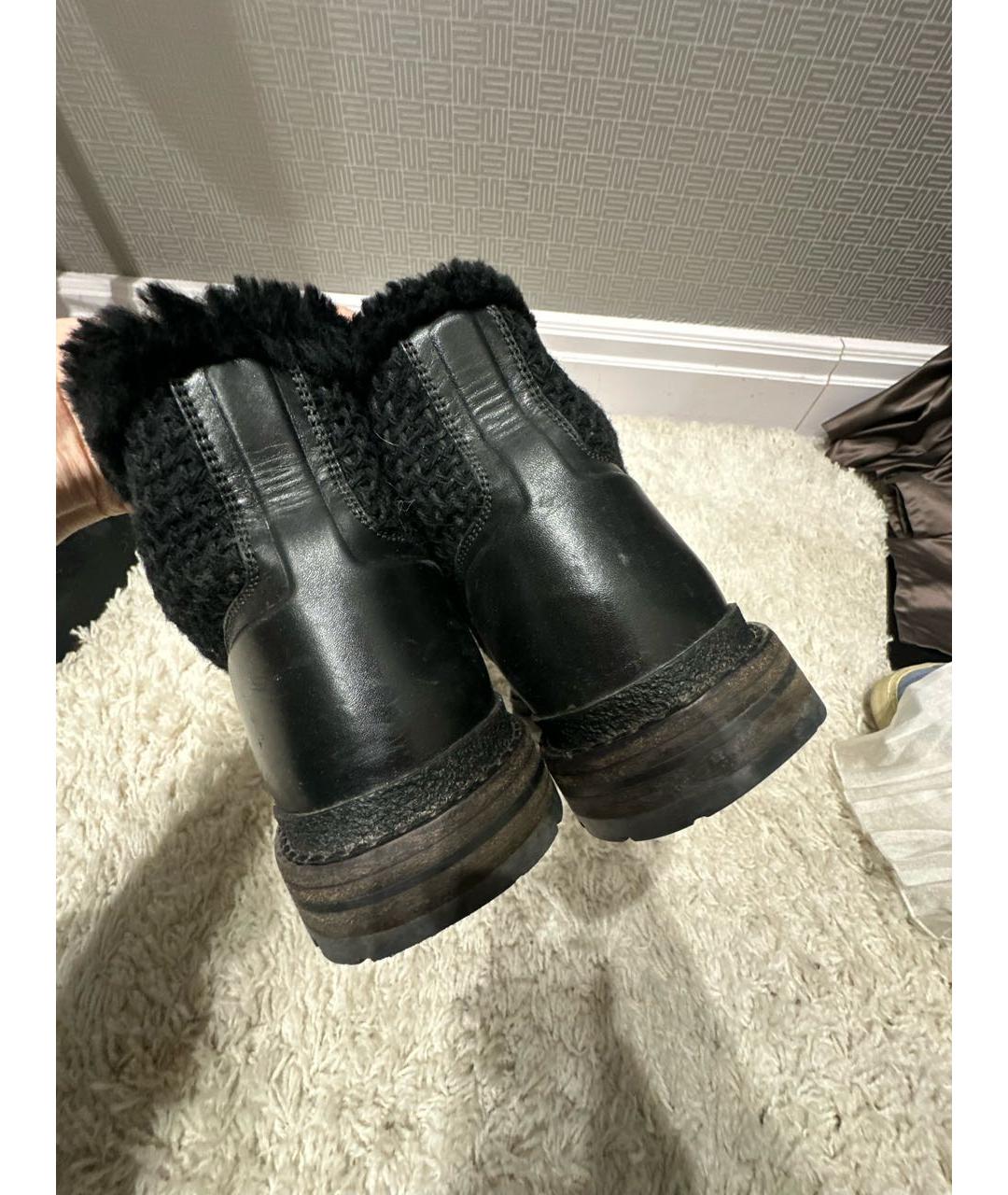 CHANEL Черные кожаные ботинки, фото 4