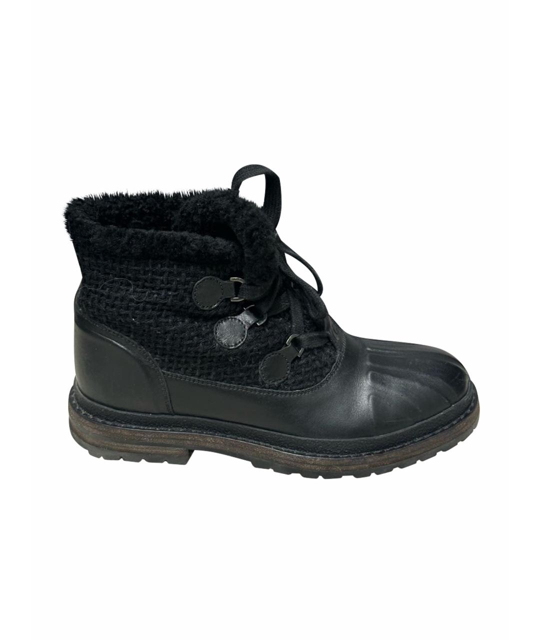 CHANEL Черные кожаные ботинки, фото 1