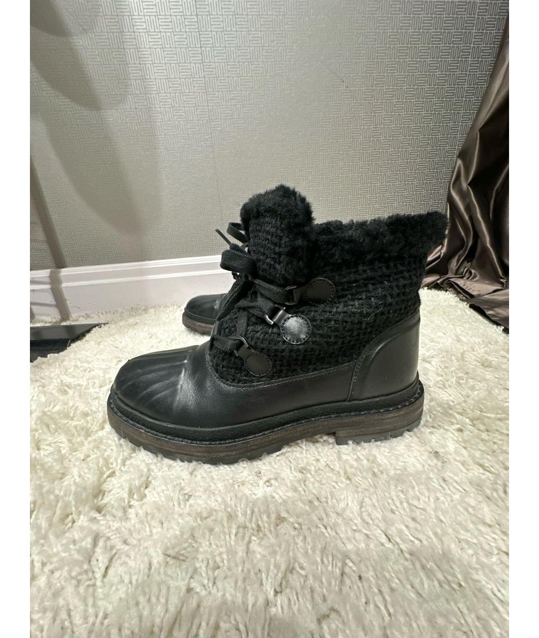 CHANEL Черные кожаные ботинки, фото 3