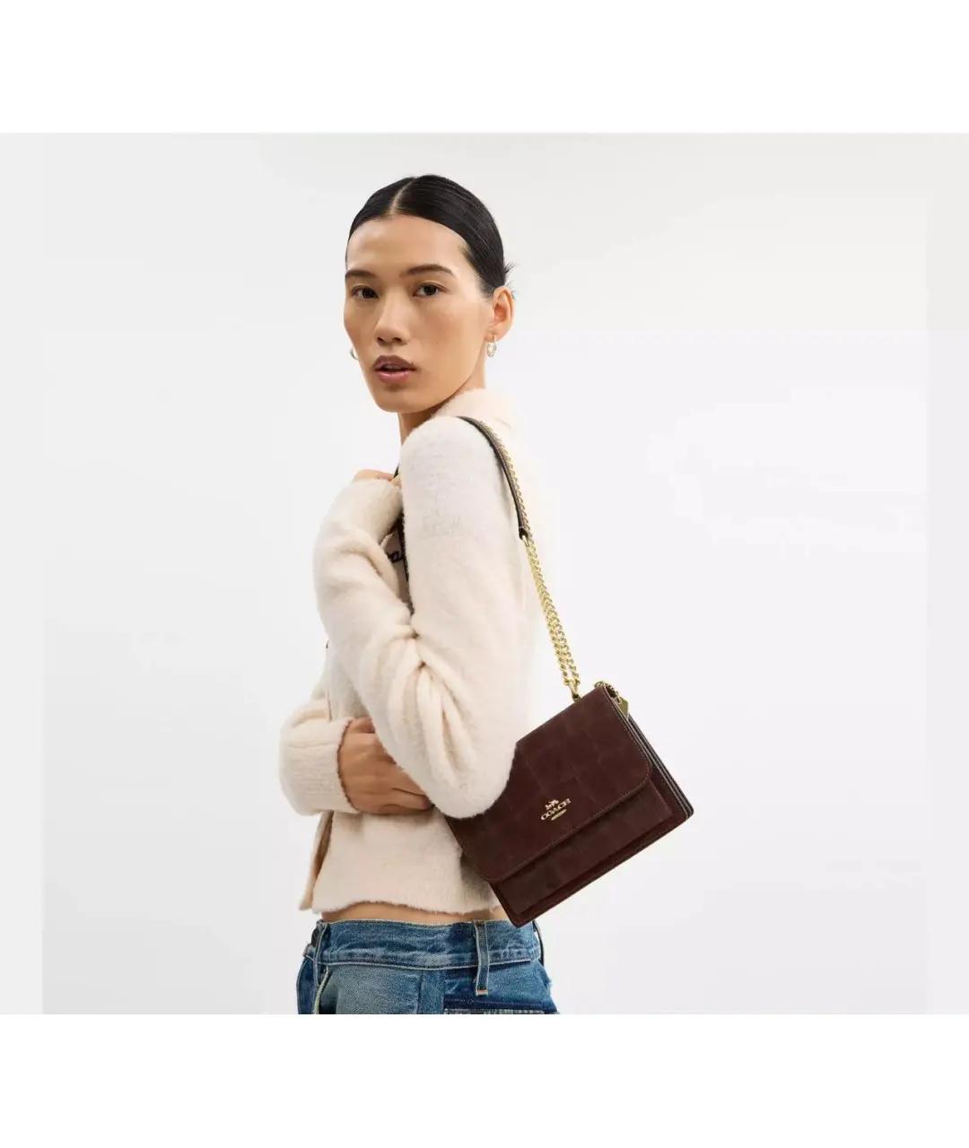 COACH Коричневая замшевая сумка через плечо, фото 4