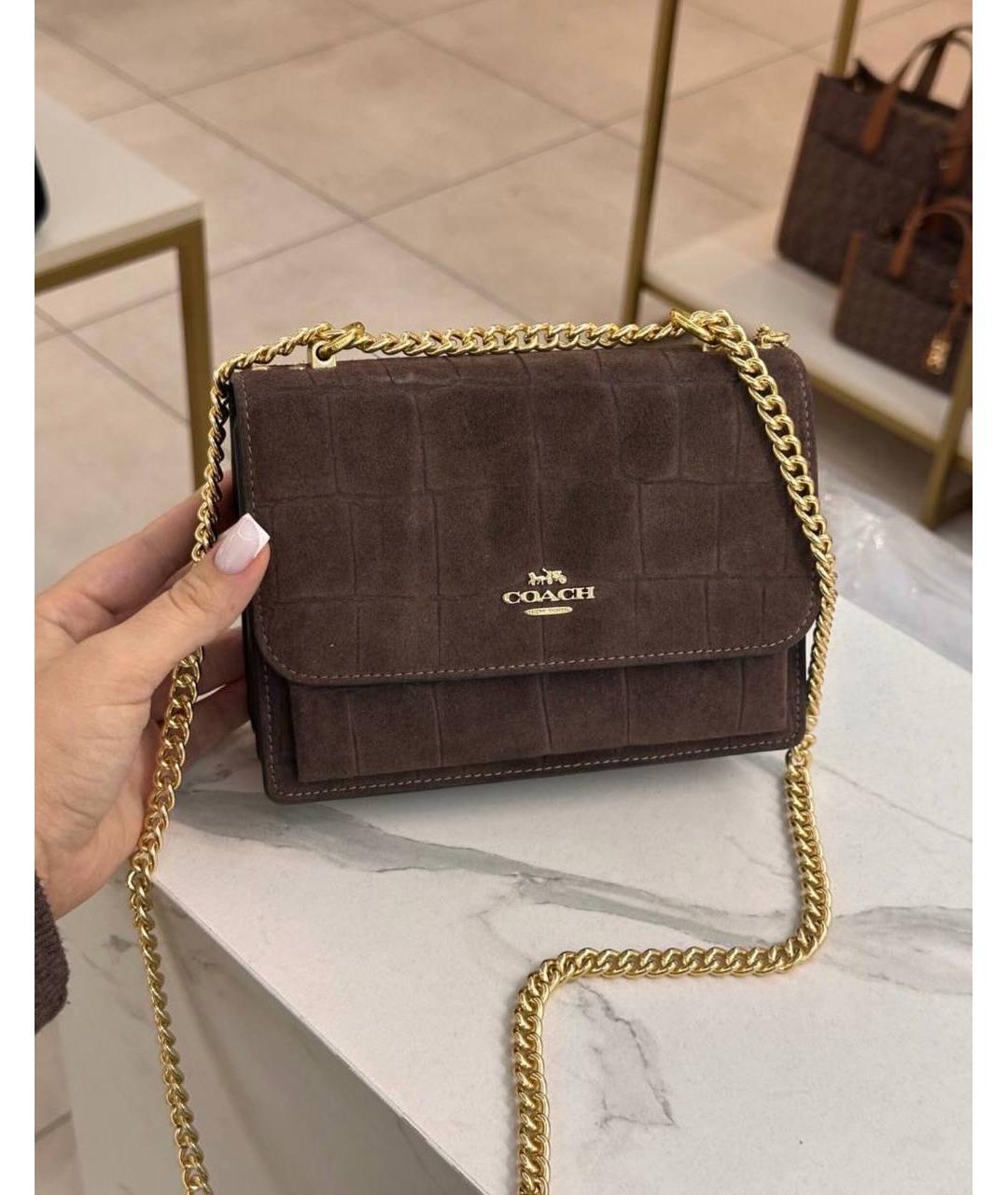 COACH Коричневая замшевая сумка через плечо, фото 6