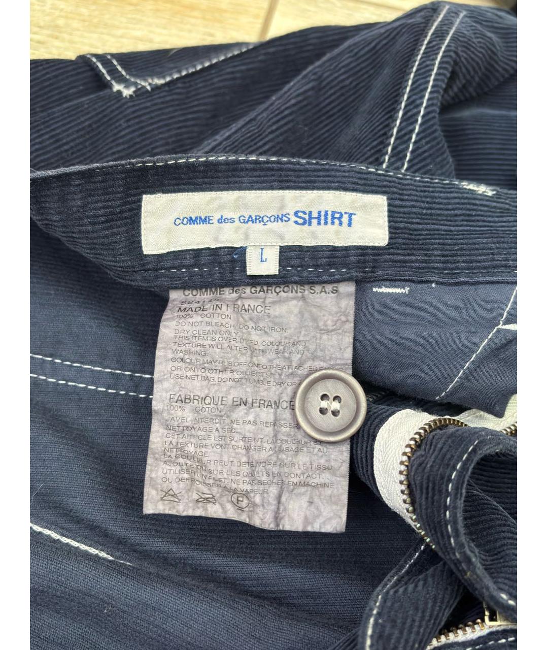 COMME DES GARÇONS SHIRT Темно-синие хлопковые повседневные брюки, фото 5