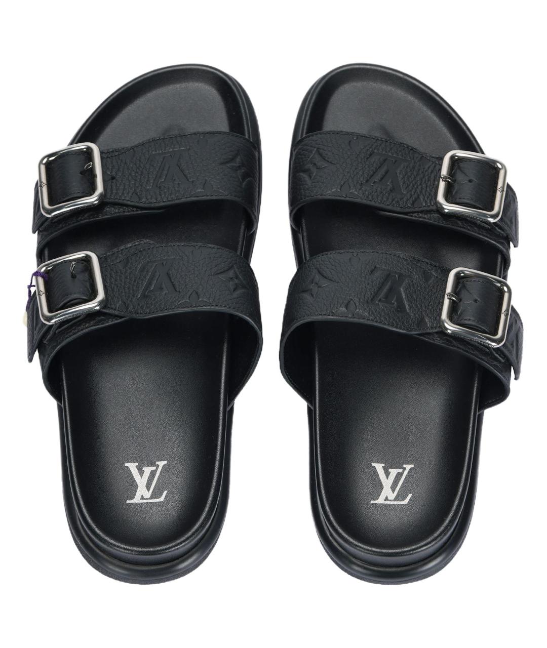 LOUIS VUITTON Черные кожаные сандалии, фото 3