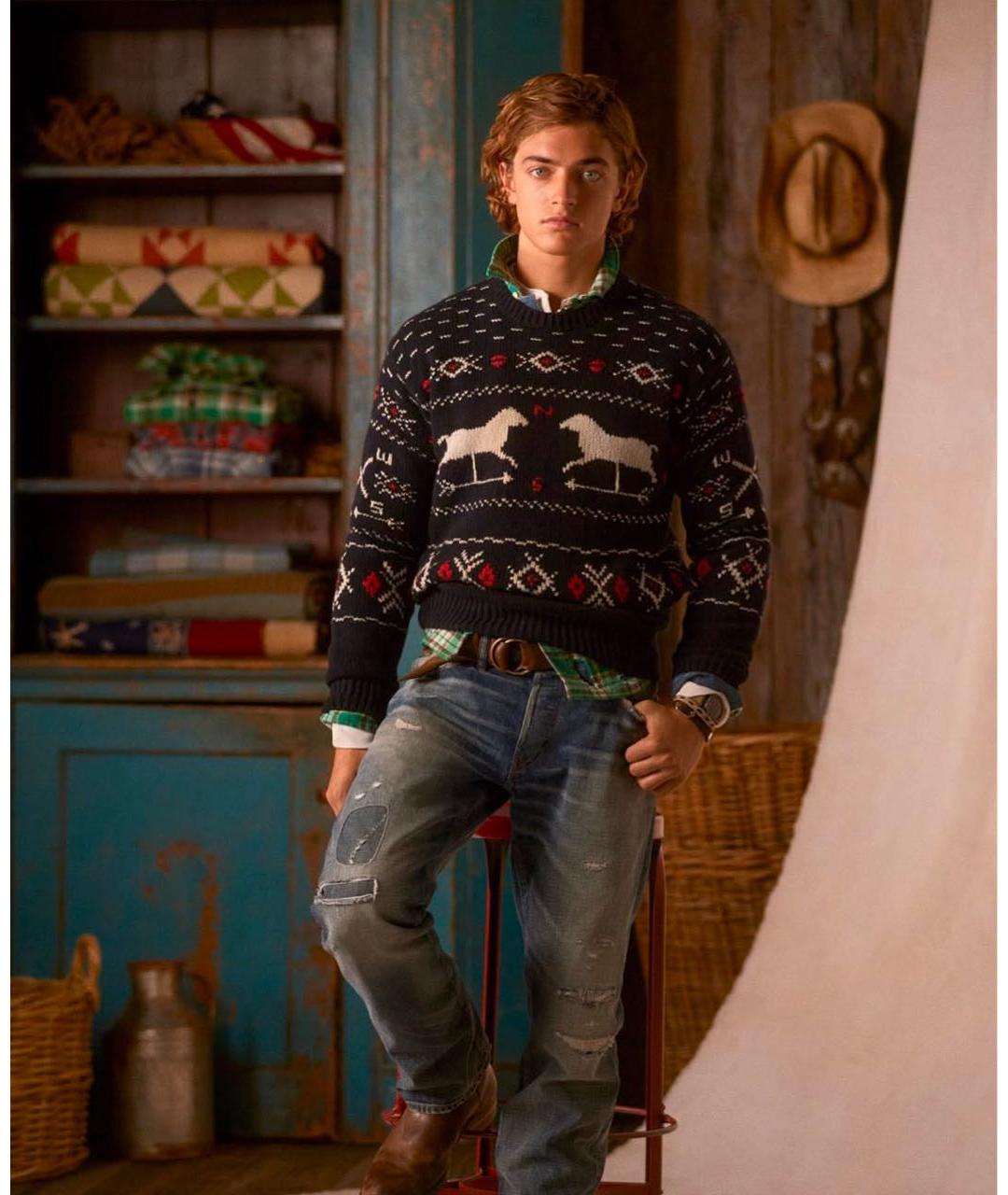 POLO RALPH LAUREN Темно-синий шерстяной джемпер / свитер, фото 3