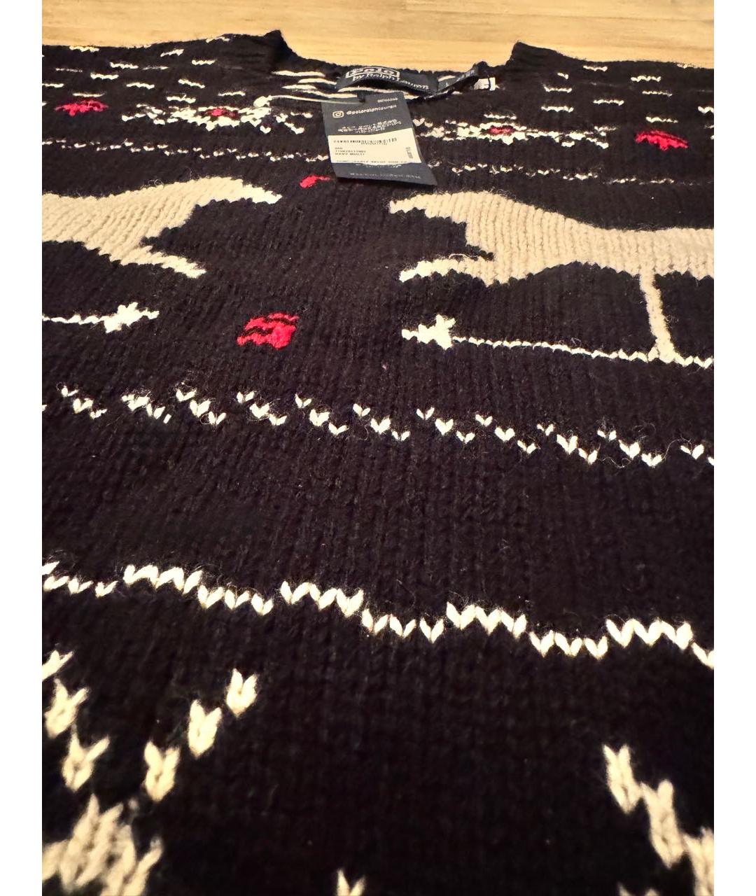 POLO RALPH LAUREN Темно-синий шерстяной джемпер / свитер, фото 4