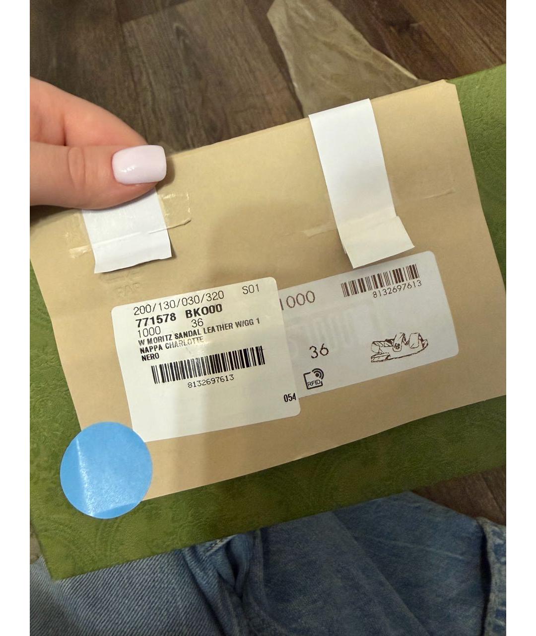 GUCCI Черные кожаные сандалии, фото 6