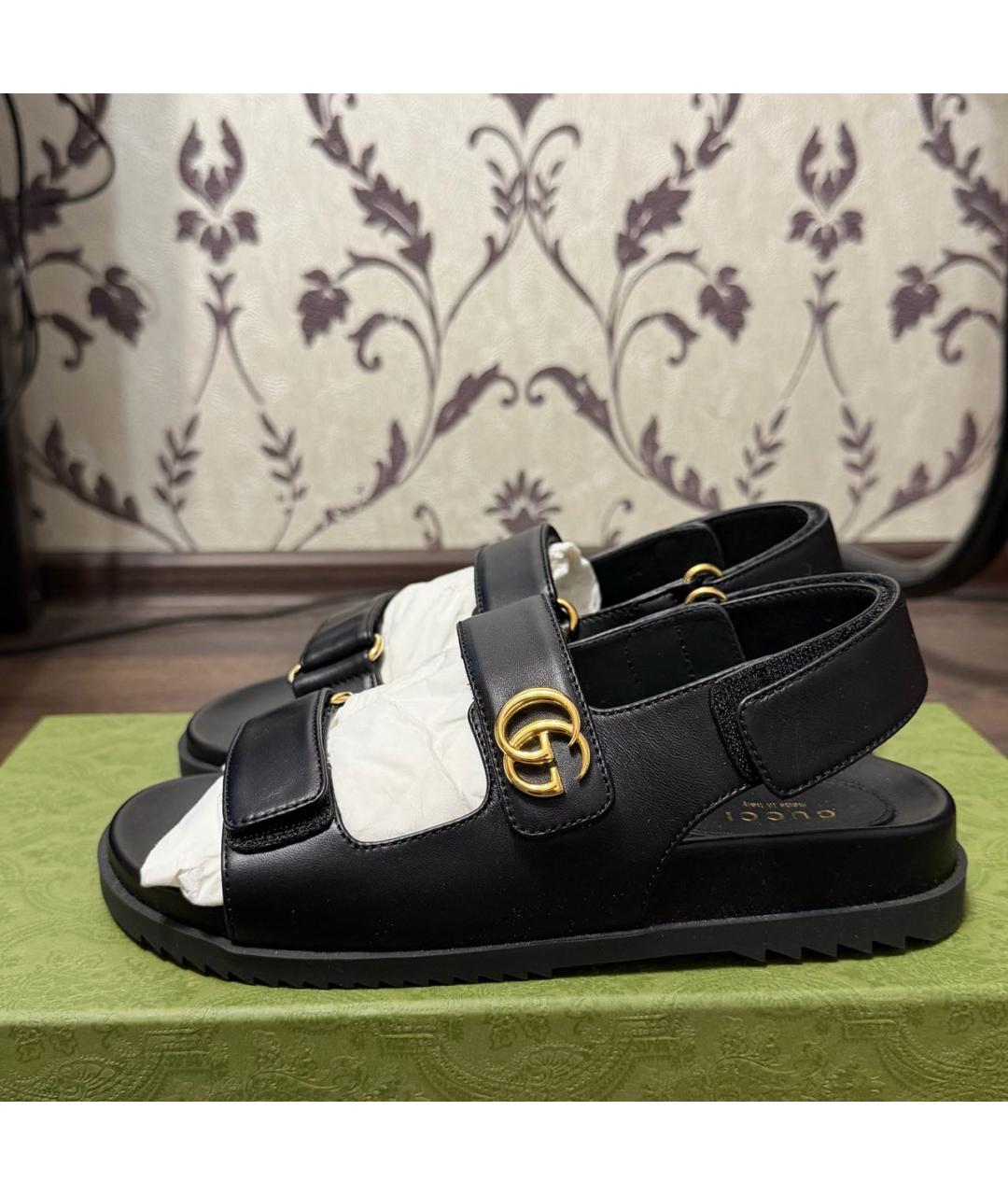 GUCCI Черные кожаные сандалии, фото 3
