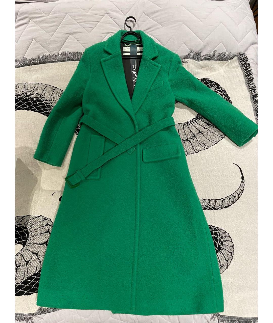 OFF-WHITE Зеленые шерстяное пальто, фото 3