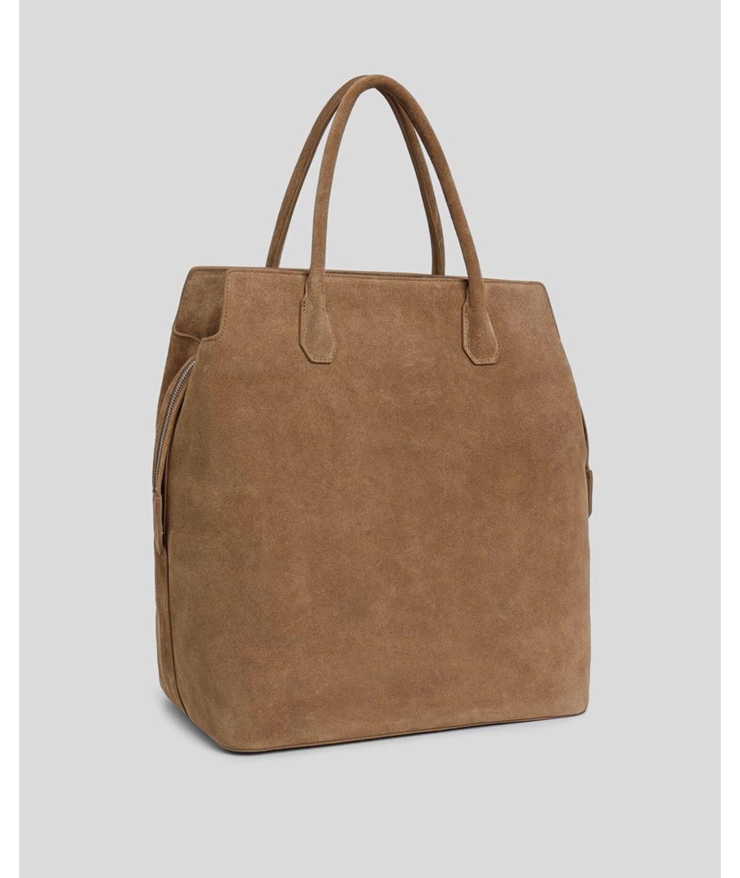 12 STOREEZ Коричневая замшевая сумка тоут, фото 2