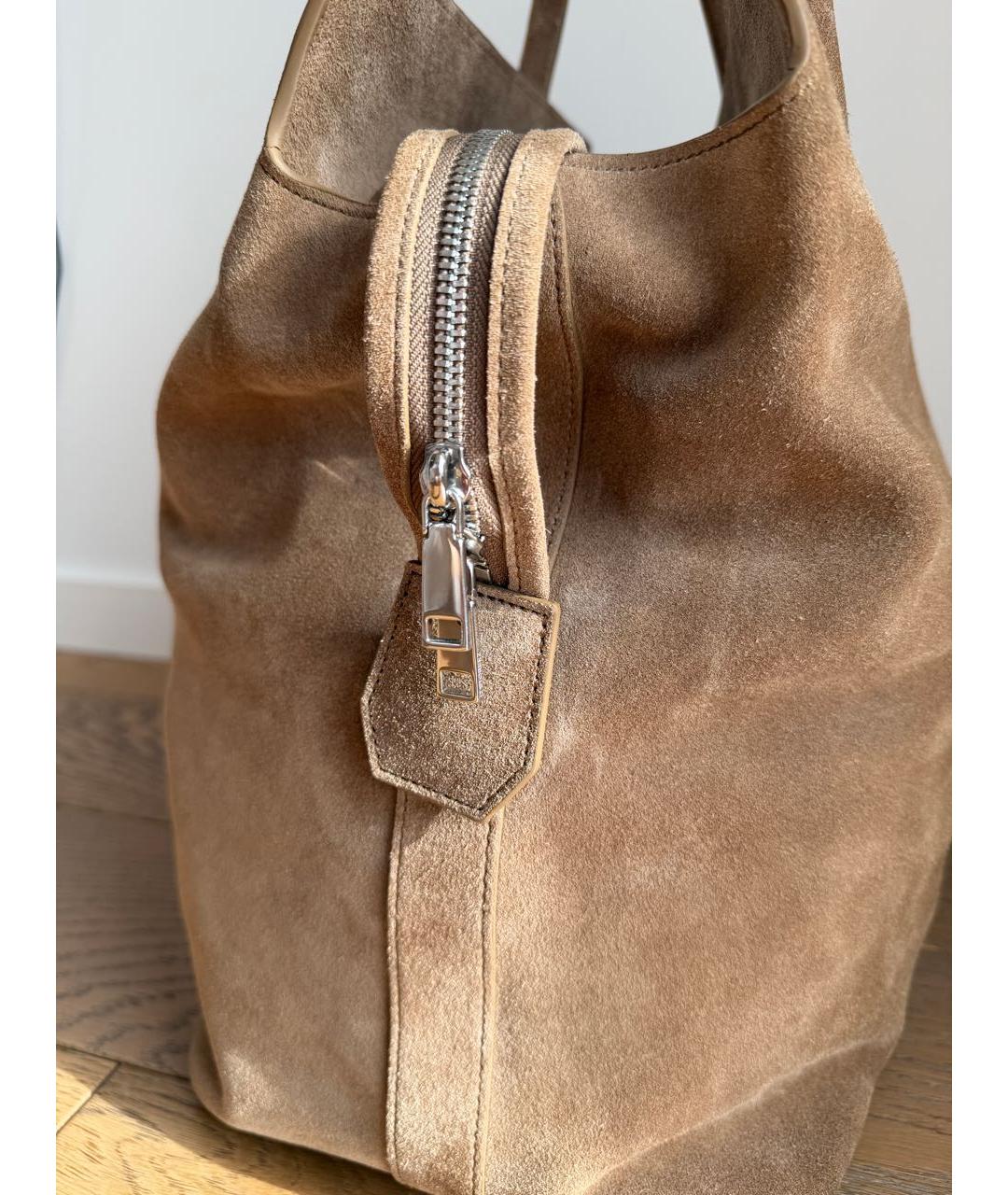 12 STOREEZ Коричневая замшевая сумка тоут, фото 5