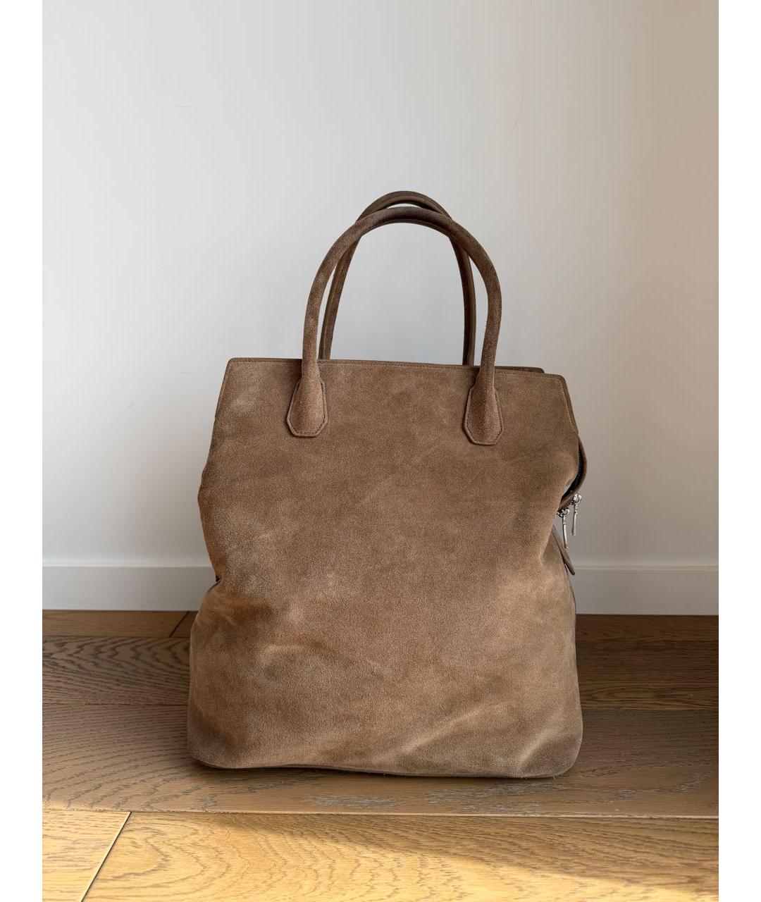 12 STOREEZ Коричневая замшевая сумка тоут, фото 3