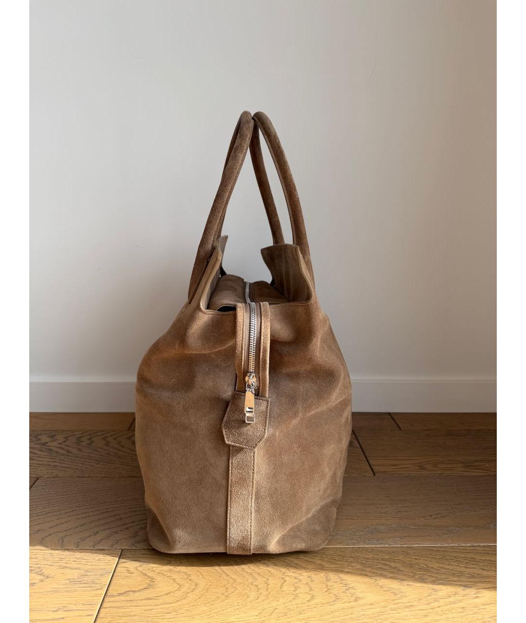 12 STOREEZ Коричневая замшевая сумка тоут, фото 4