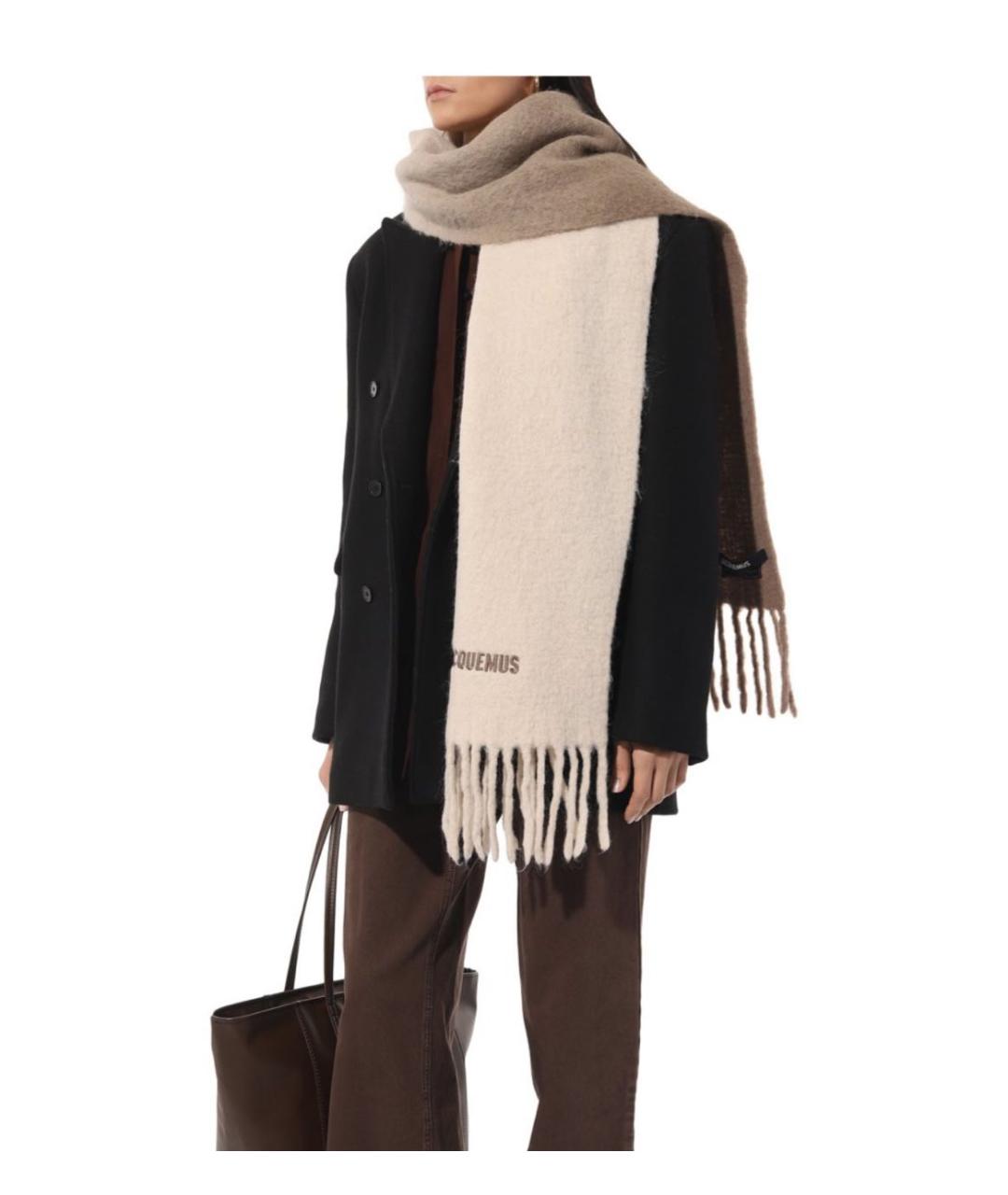 JACQUEMUS Бежевый шерстяной шарф, фото 2