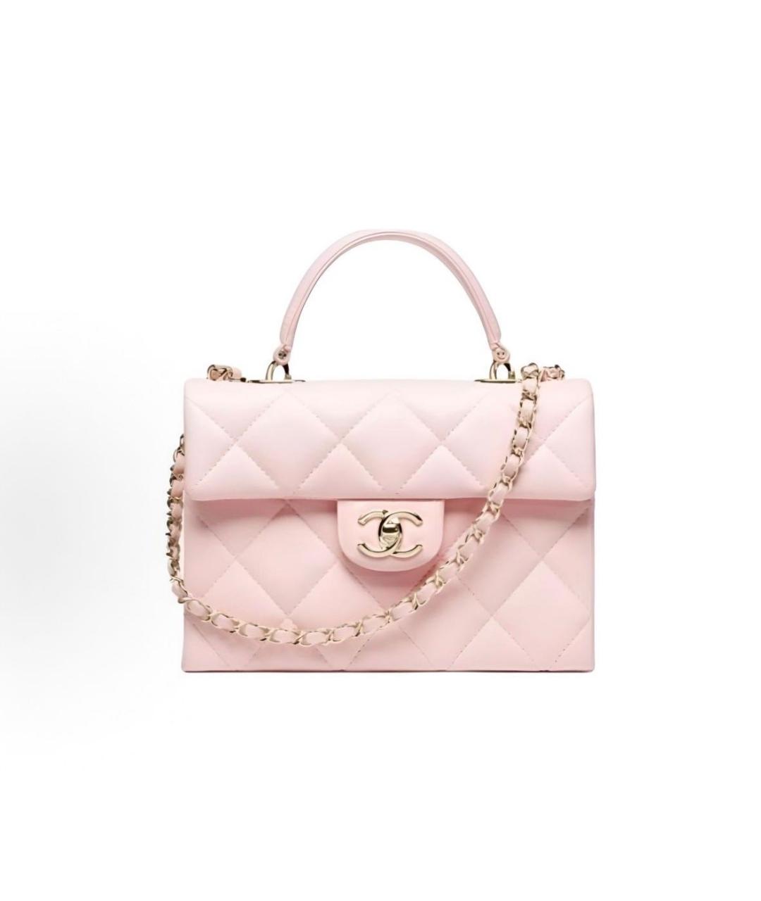 CHANEL Розовая кожаная сумка с короткими ручками, фото 4