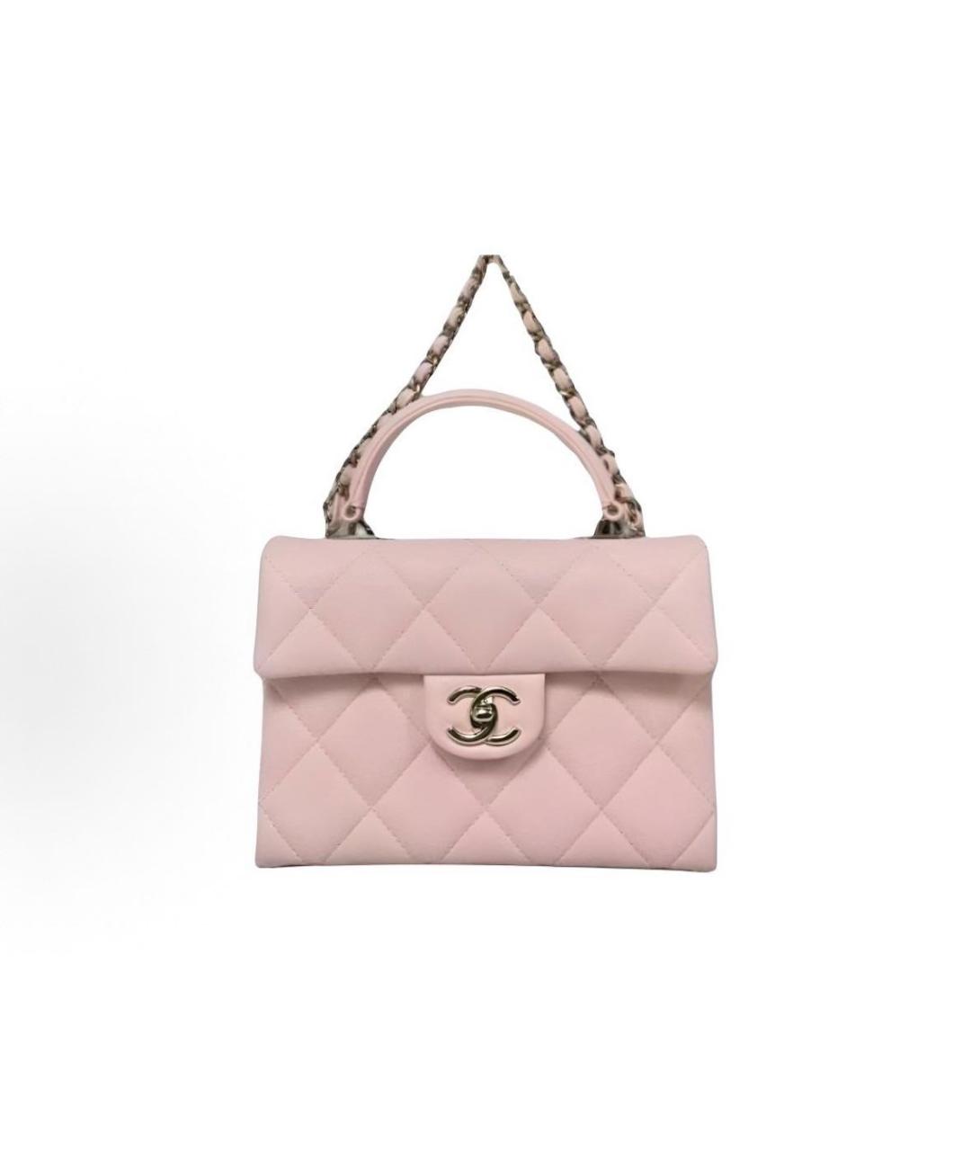 CHANEL Розовая кожаная сумка с короткими ручками, фото 2