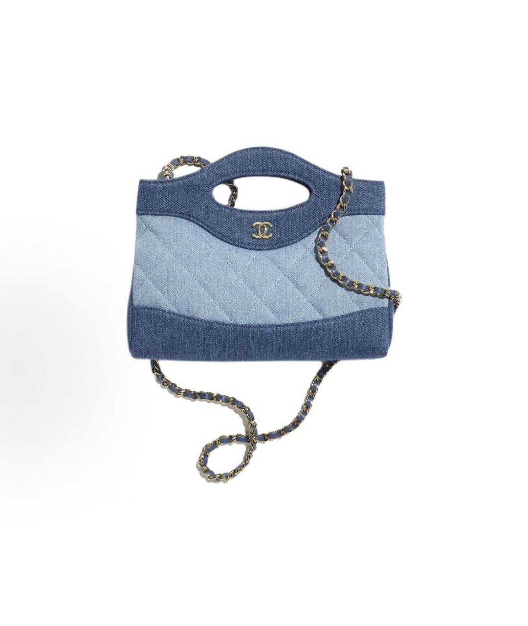 CHANEL Голубая деним сумка с короткими ручками, фото 4