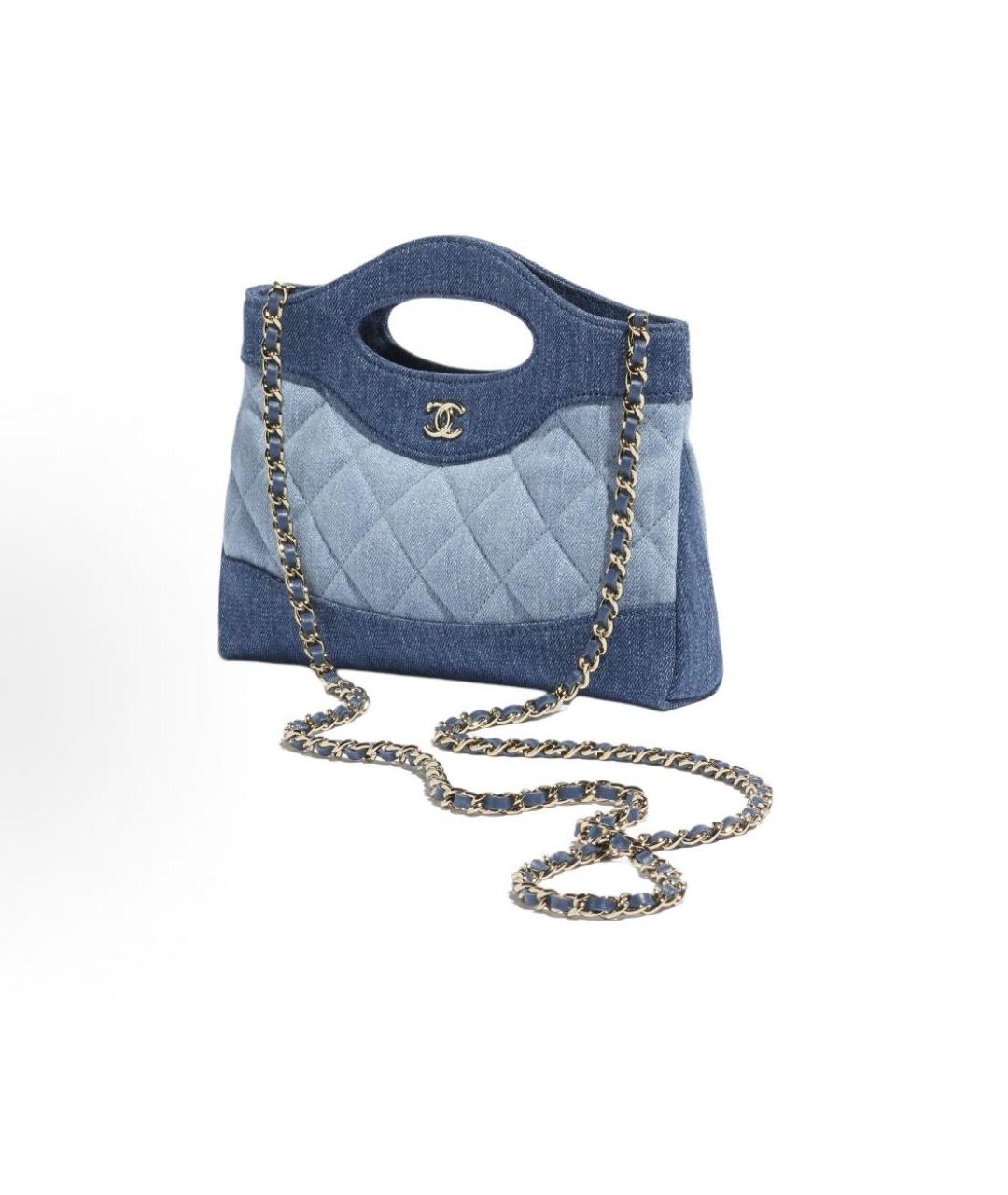 CHANEL Голубая деним сумка с короткими ручками, фото 2