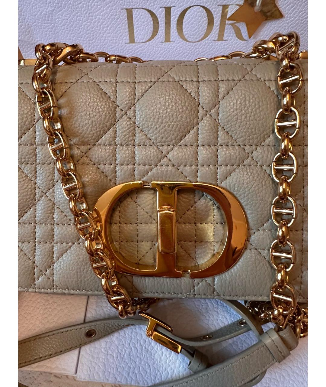 CHRISTIAN DIOR Бежевая кожаная сумка через плечо, фото 2