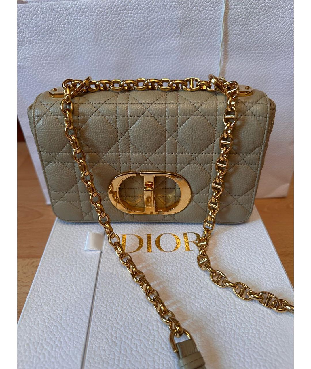 CHRISTIAN DIOR Бежевая кожаная сумка через плечо, фото 4