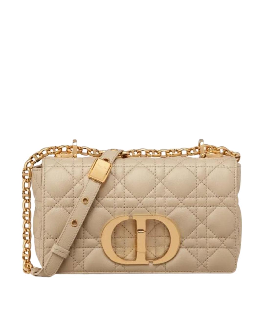 CHRISTIAN DIOR Бежевая кожаная сумка через плечо, фото 1