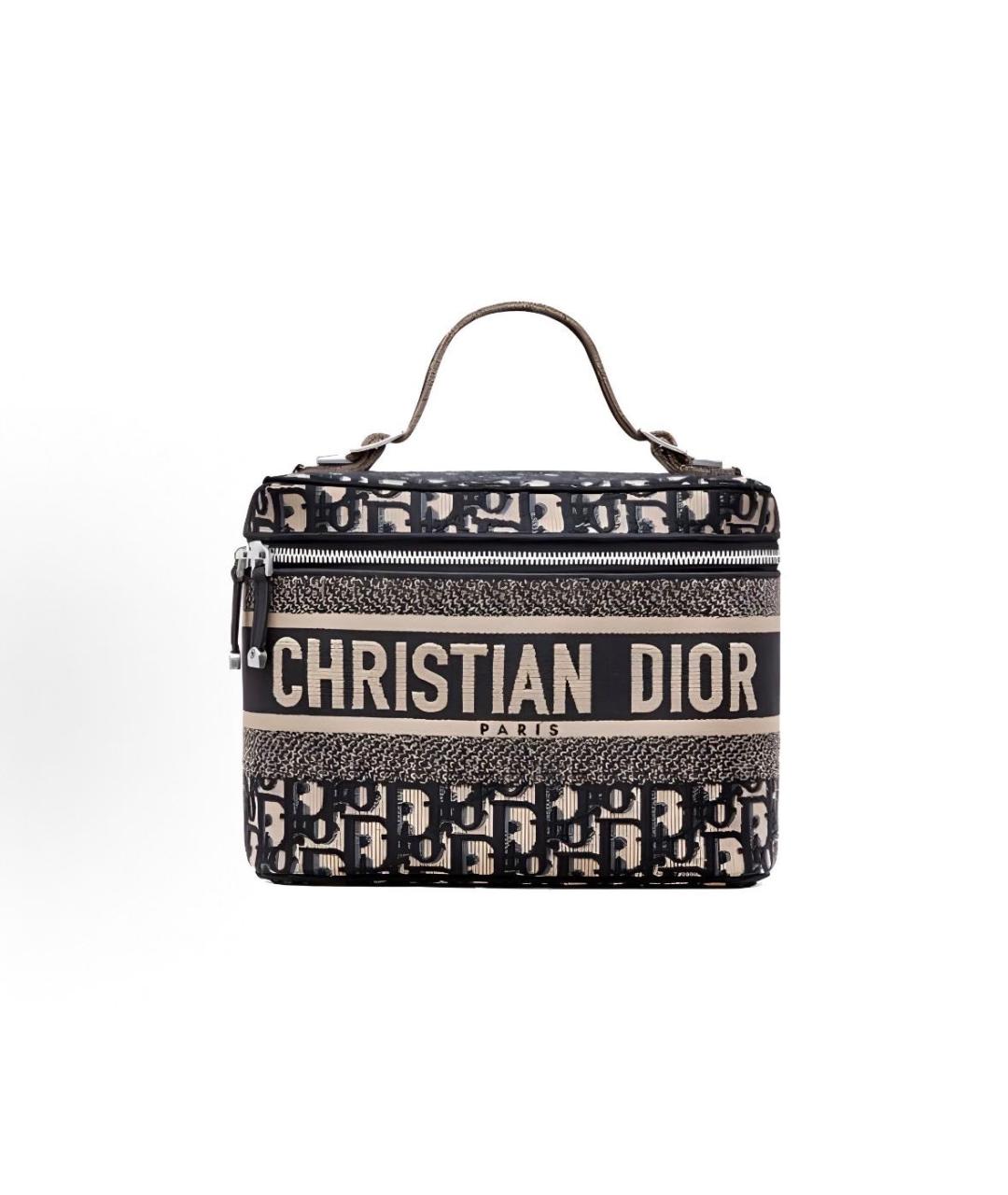 CHRISTIAN DIOR Темно-синяя жаккардовая сумка с короткими ручками, фото 6