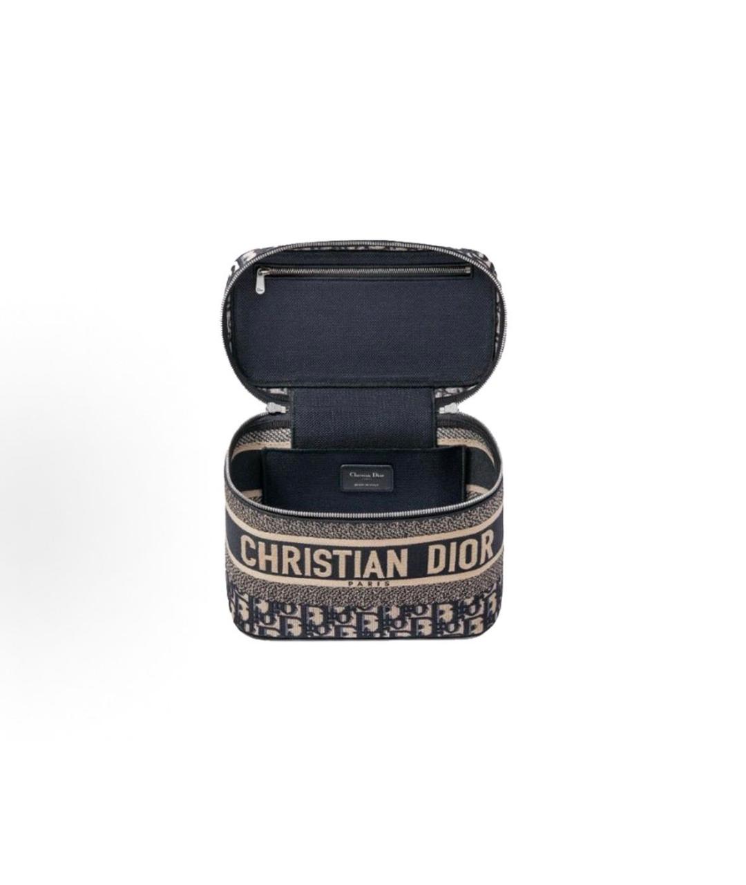 CHRISTIAN DIOR Темно-синяя жаккардовая сумка с короткими ручками, фото 4