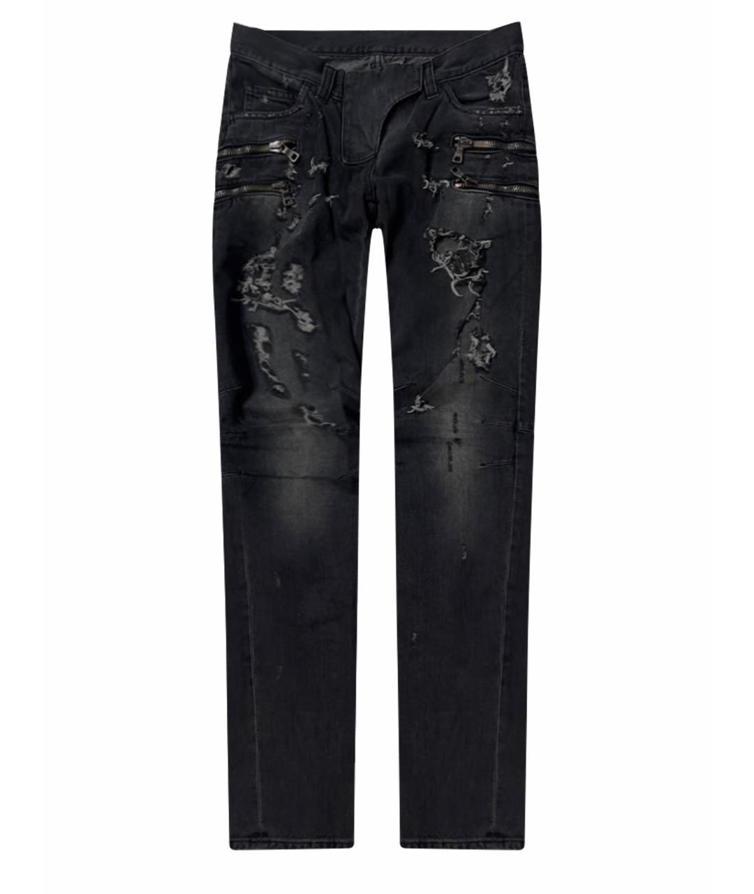 BALMAIN Антрацитовые хлопковые джинсы слим, фото 1