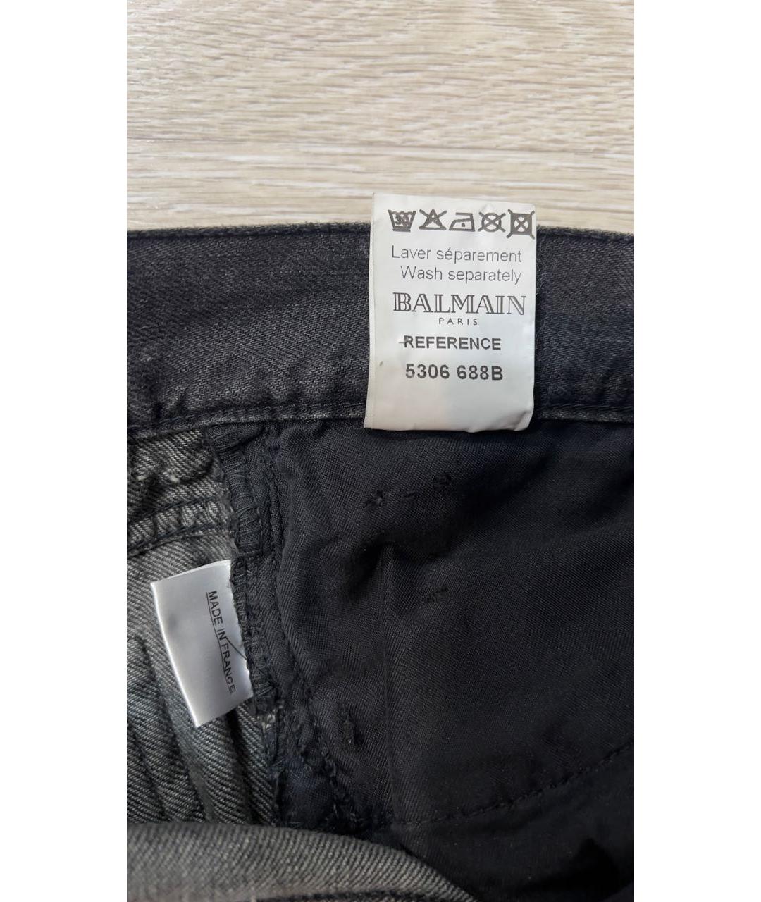 BALMAIN Антрацитовые хлопковые джинсы слим, фото 3