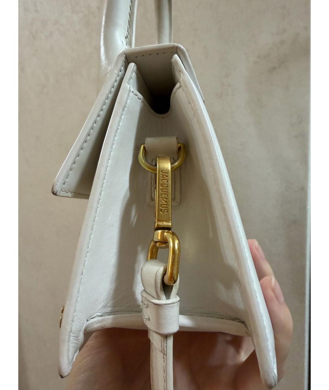 JACQUEMUS Белая кожаная сумка с короткими ручками, фото 8