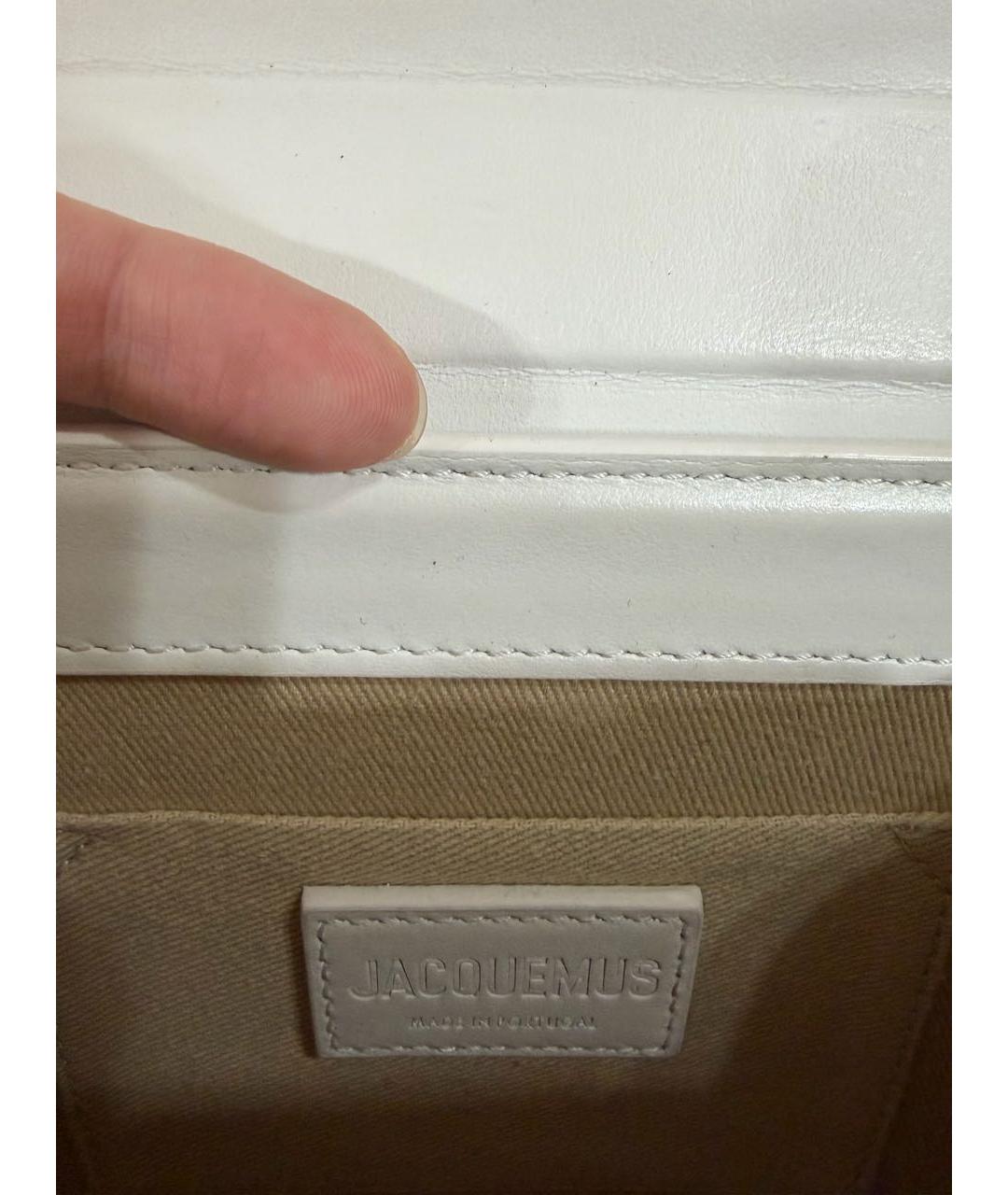 JACQUEMUS Белая кожаная сумка с короткими ручками, фото 6