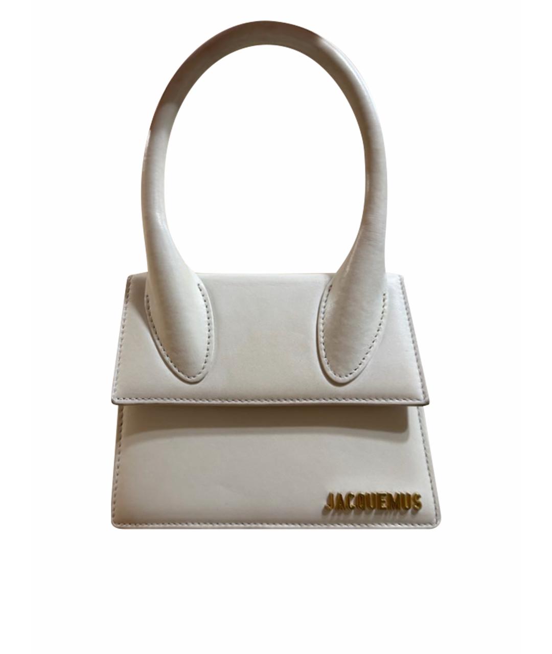 JACQUEMUS Белая кожаная сумка с короткими ручками, фото 1
