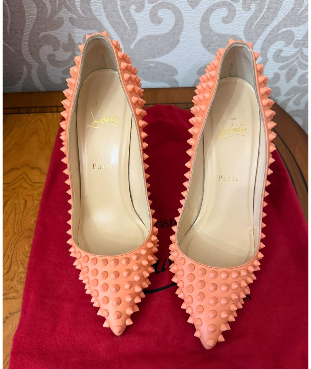 CHRISTIAN LOUBOUTIN Оранжевое кожаные туфли, фото 3