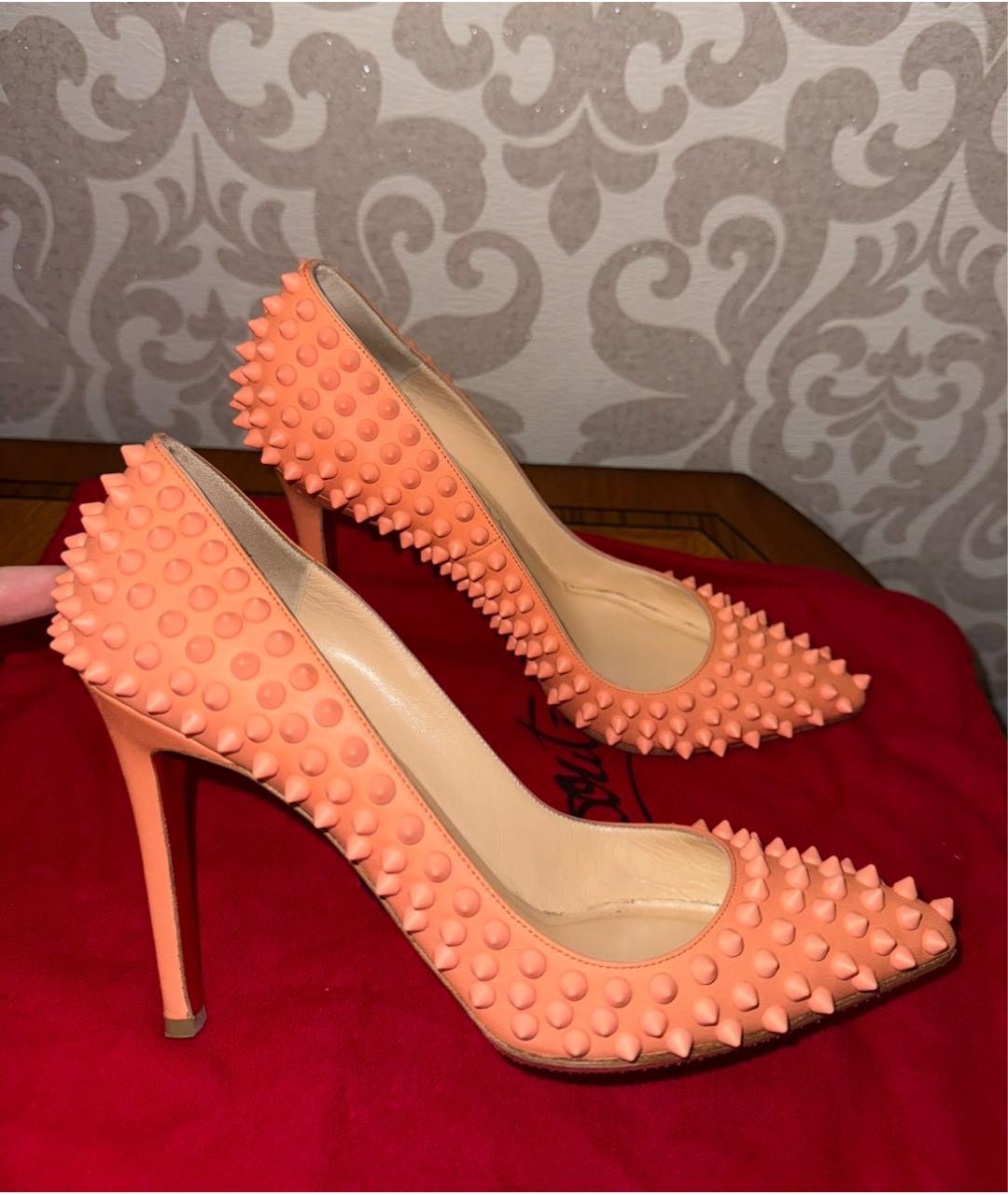 CHRISTIAN LOUBOUTIN Оранжевое кожаные туфли, фото 4