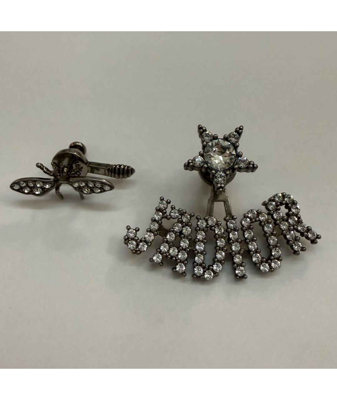 CHRISTIAN DIOR Антрацитовые латунные серьги, фото 4