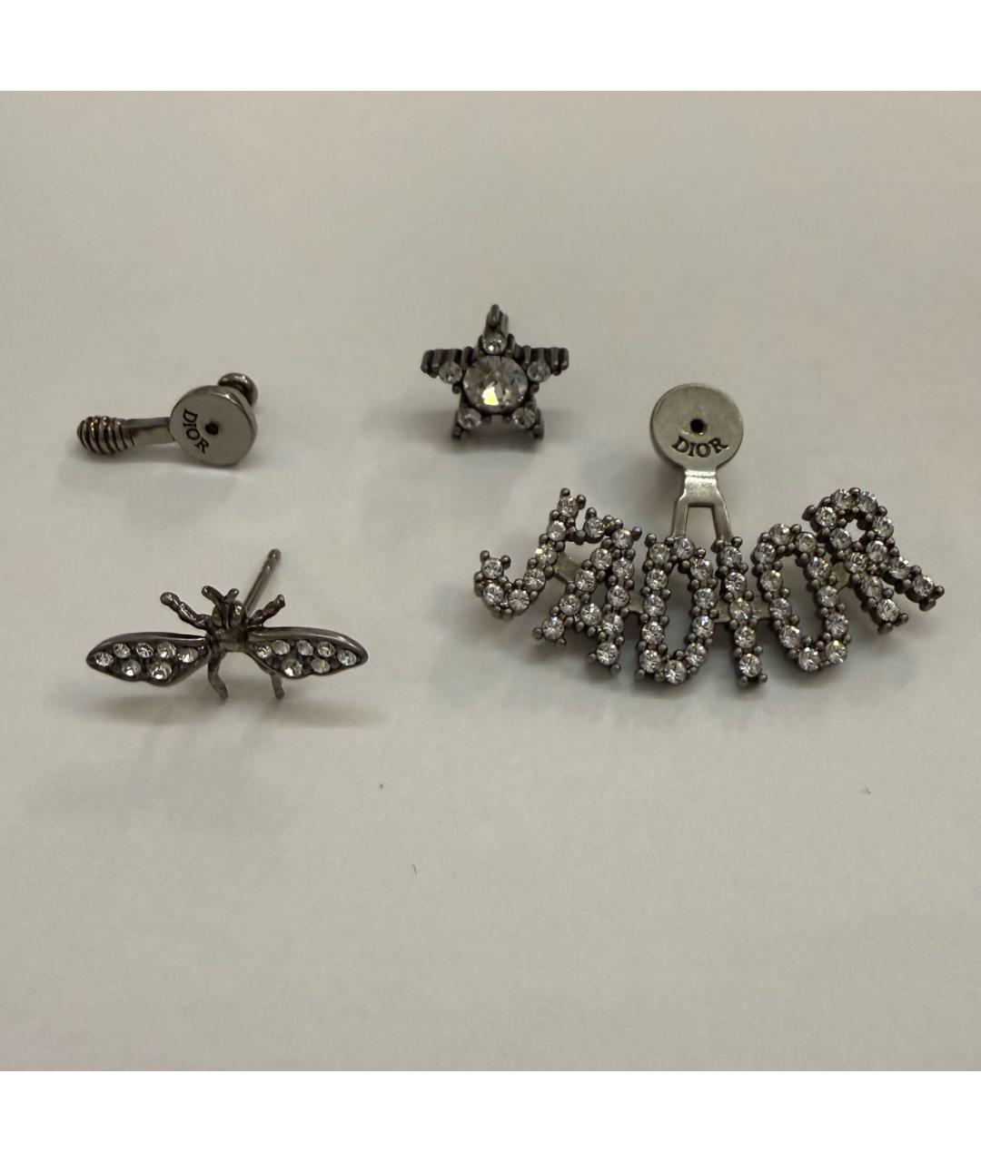 CHRISTIAN DIOR Антрацитовые латунные серьги, фото 3