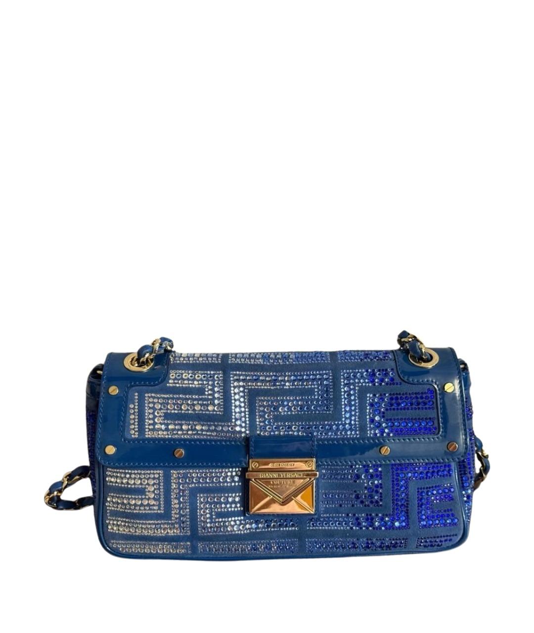 VERSACE Синяя замшевая сумка через плечо, фото 1