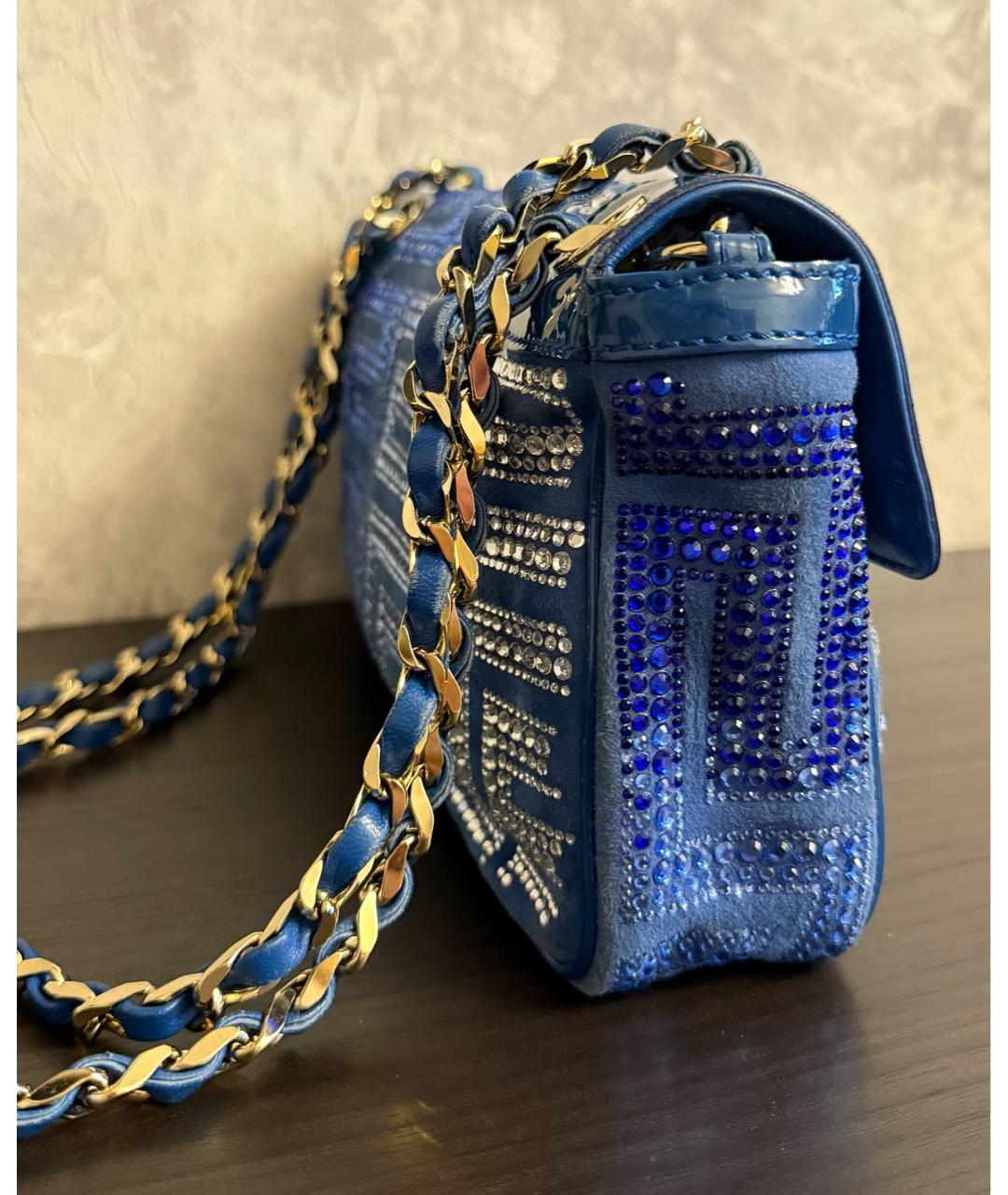 VERSACE Синяя замшевая сумка через плечо, фото 8