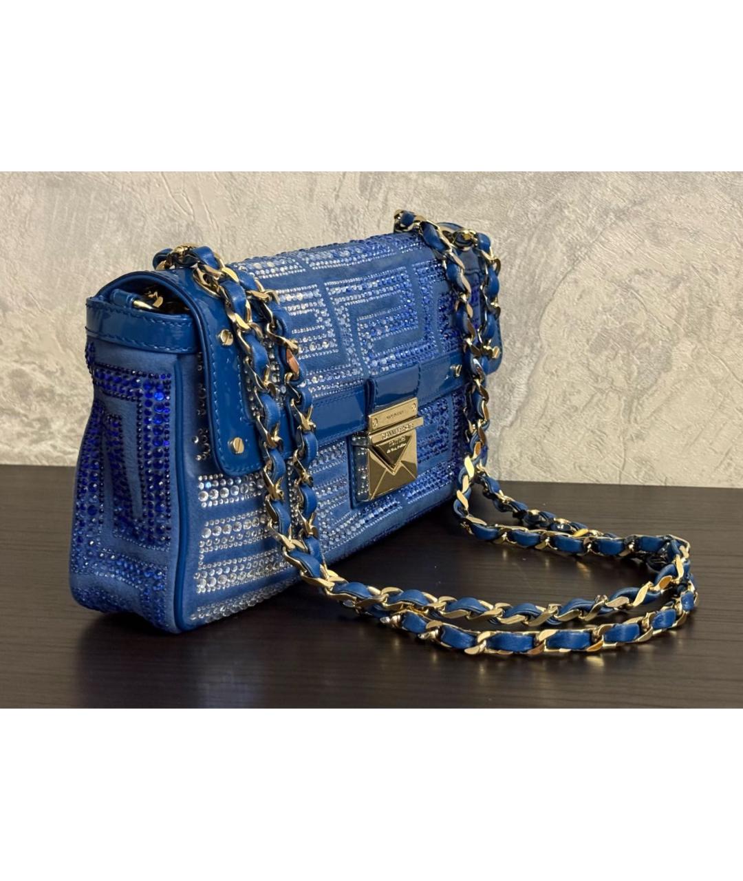 VERSACE Синяя замшевая сумка через плечо, фото 5