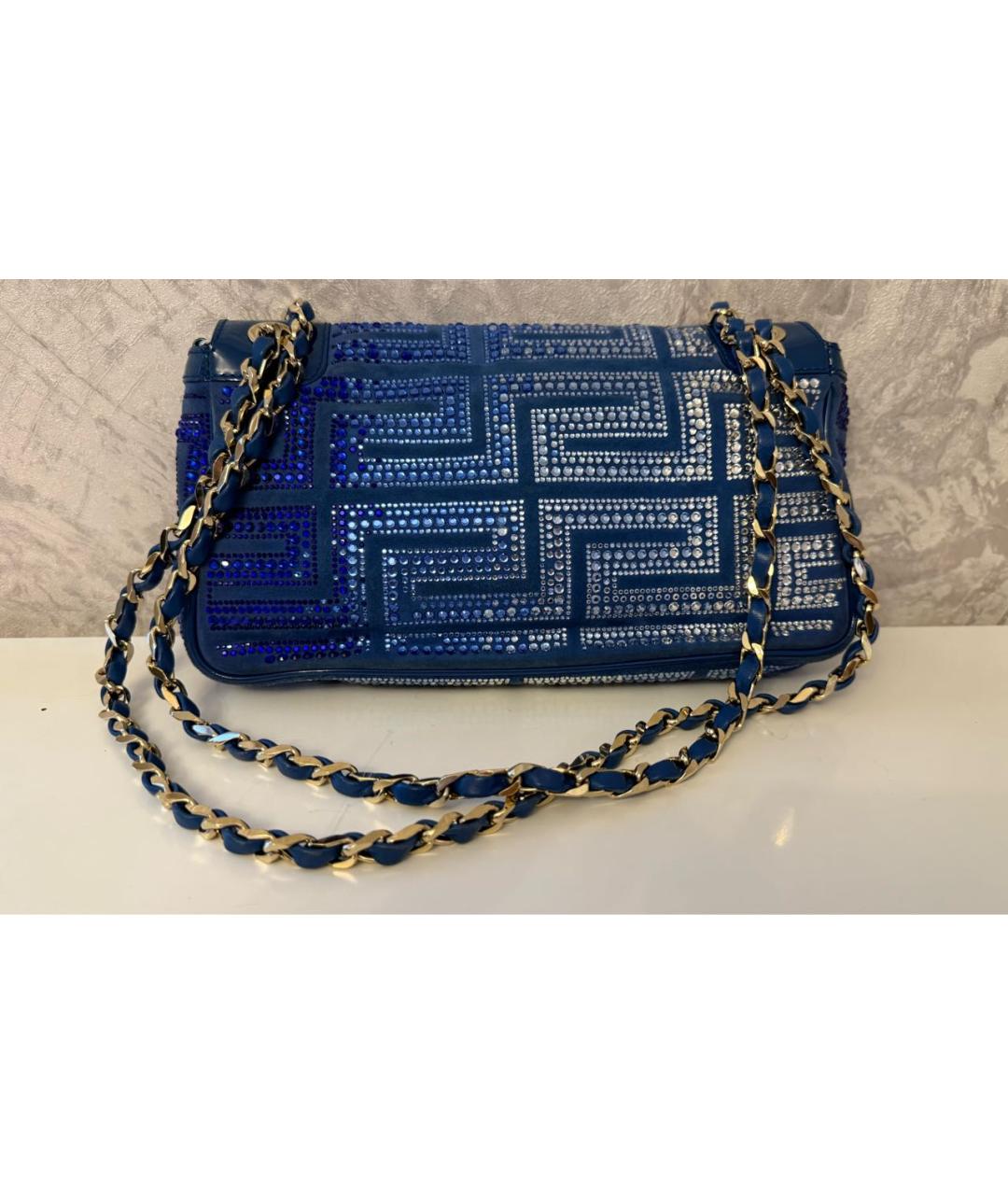 VERSACE Синяя замшевая сумка через плечо, фото 3