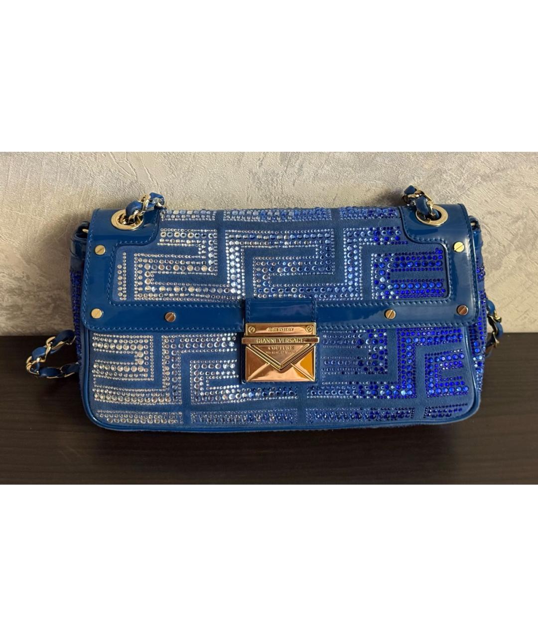 VERSACE Синяя замшевая сумка через плечо, фото 9