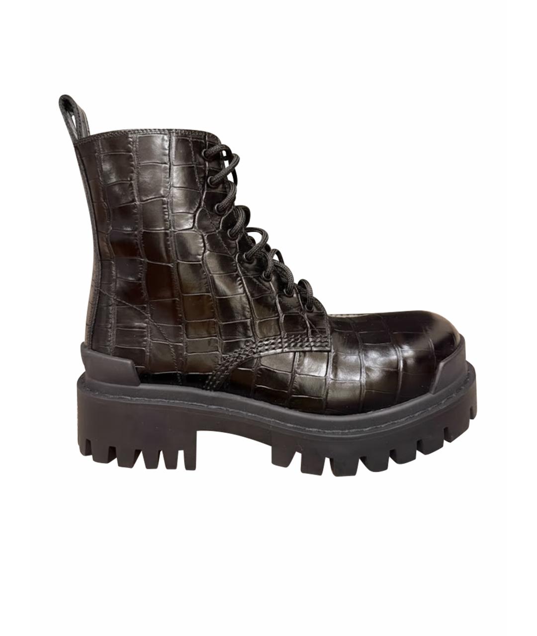 BALENCIAGA Черные кожаные ботинки, фото 1