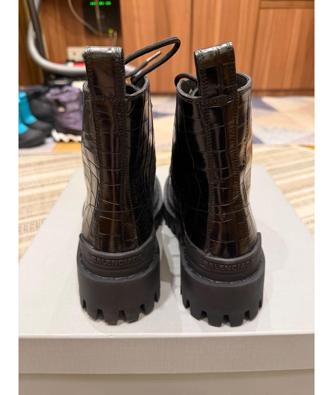 BALENCIAGA Черные кожаные ботинки, фото 4