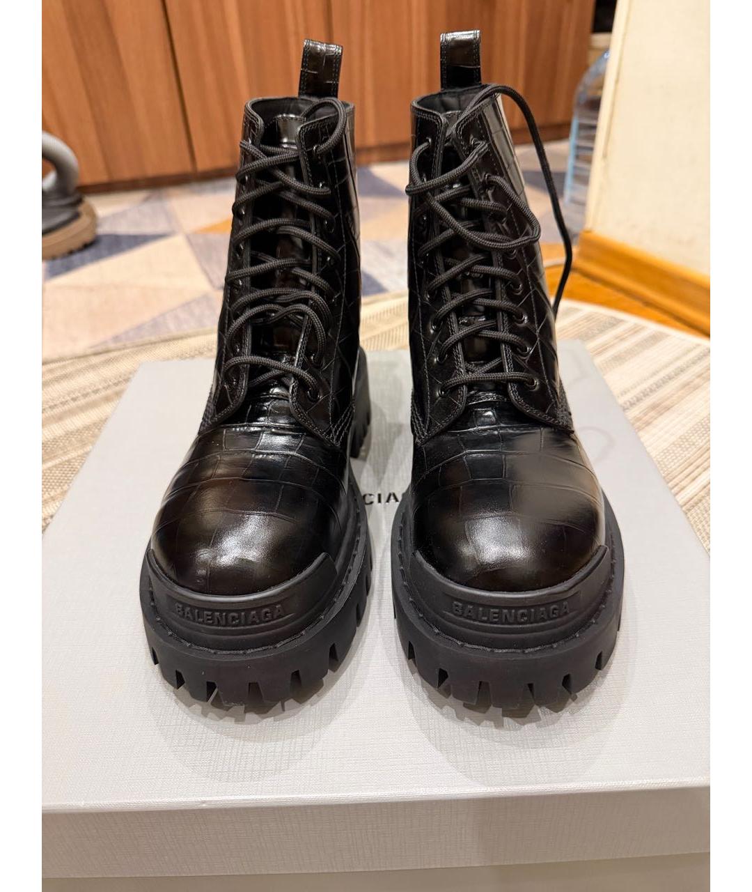 BALENCIAGA Черные кожаные ботинки, фото 6