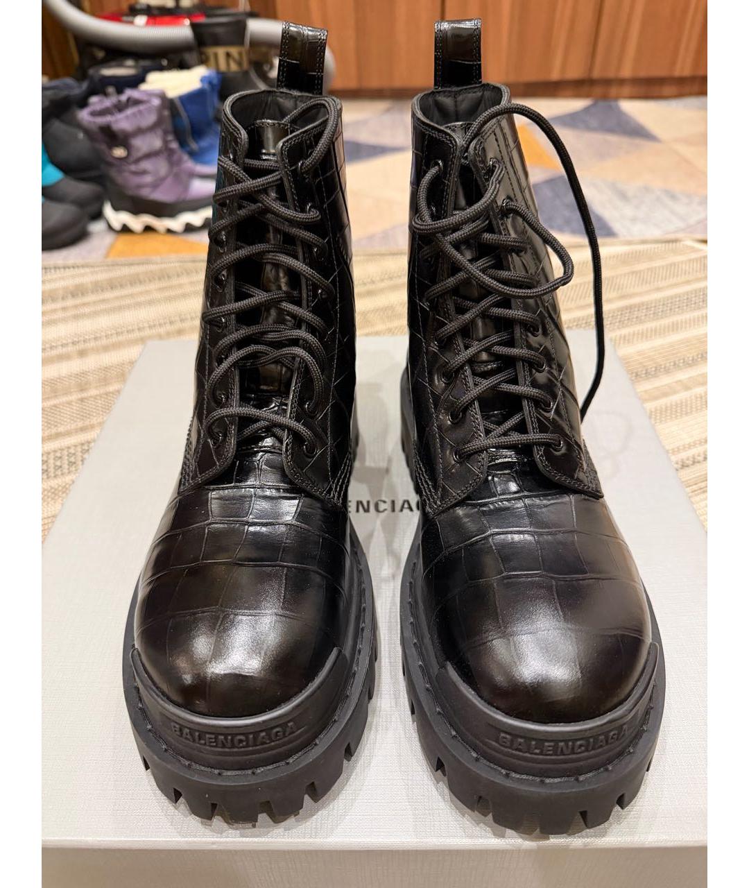 BALENCIAGA Черные кожаные ботинки, фото 2